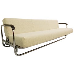 AA1 Sofa Bed by Alvar Aalto for MisuraEmme with Tubular Structure in Chrome