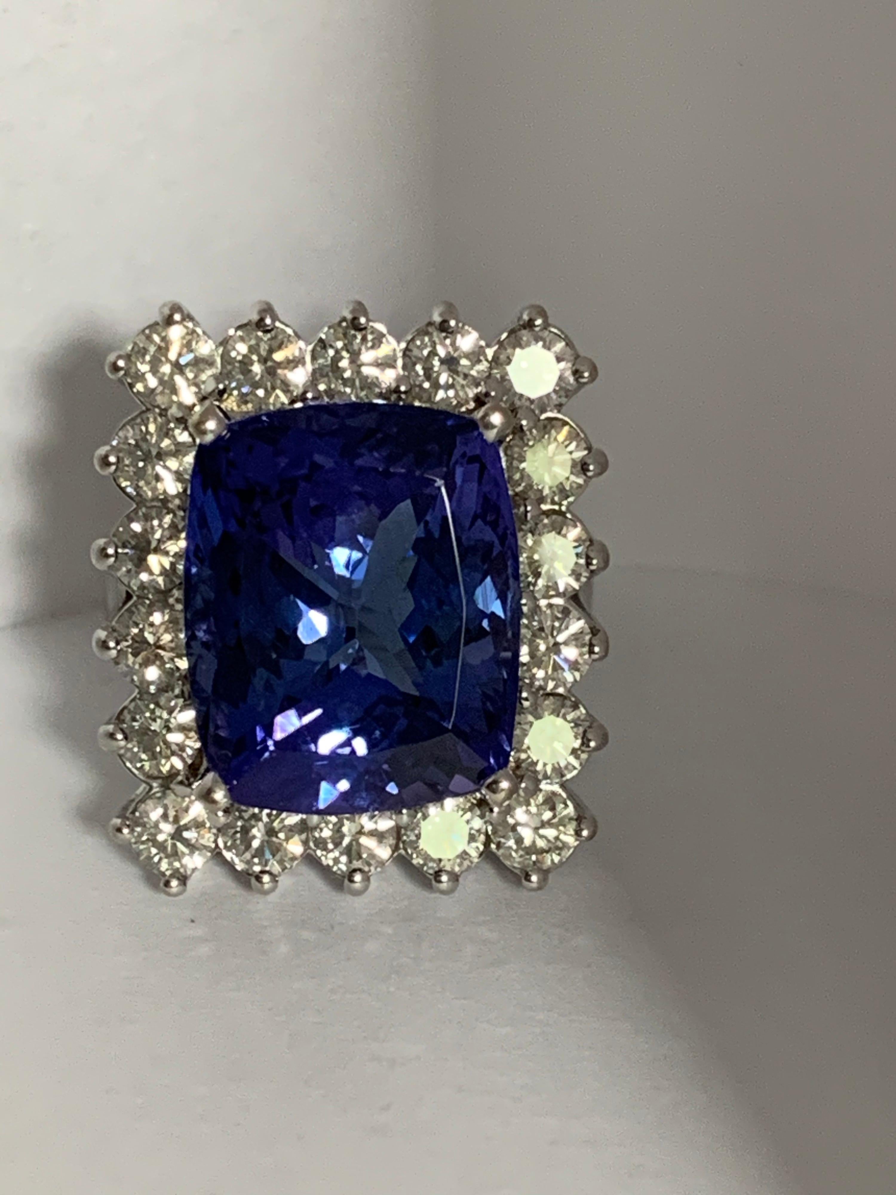 Women's AAA 10.35 Carat Tanzanite and Diamond Cocktail Ring For Sale