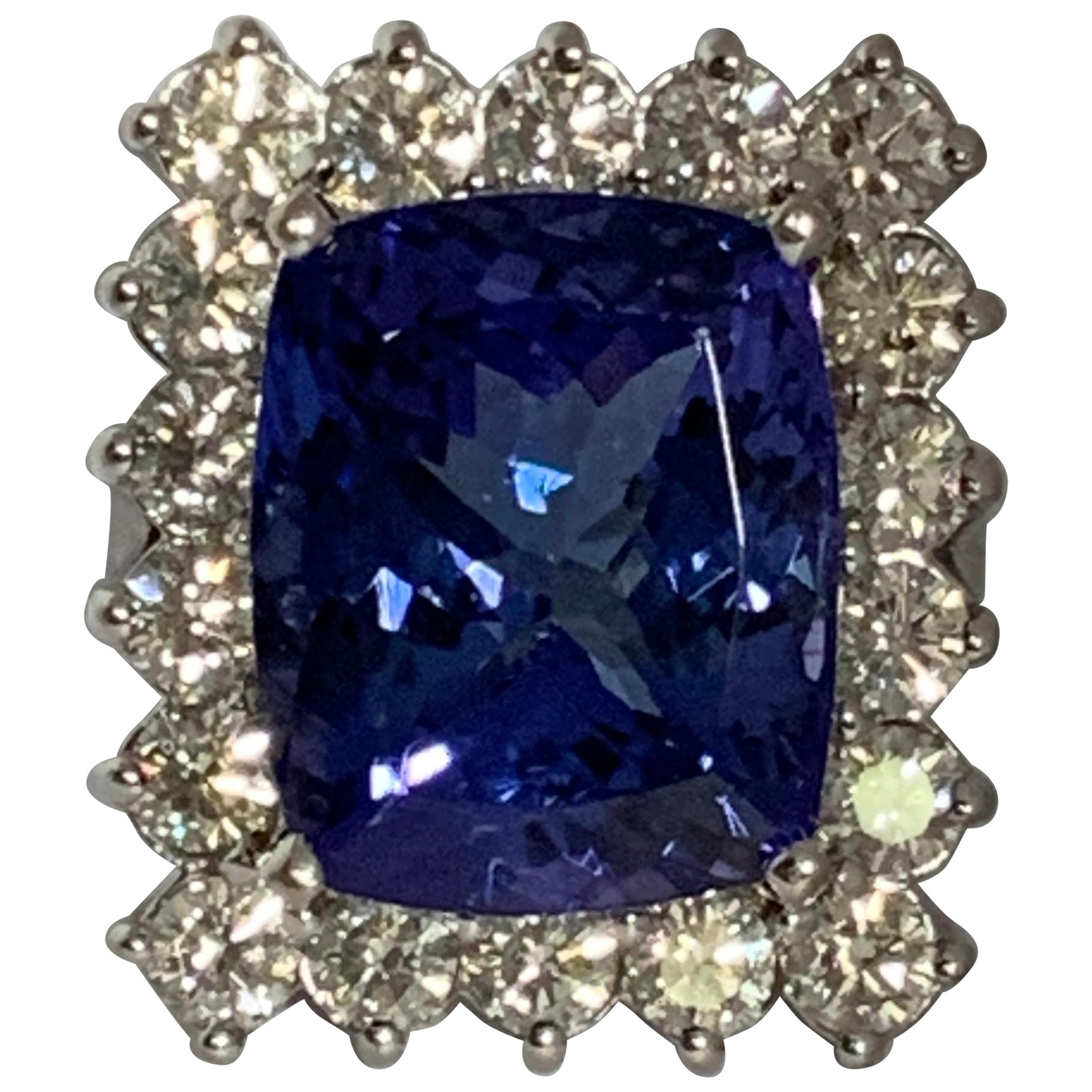 AAA 10.35 Carat Tanzanite and Diamond Cocktail Ring For Sale
