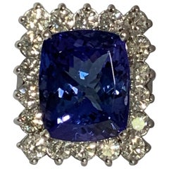 AAA 10.35 Carat Tanzanite and Diamond Cocktail Ring