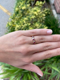 0.93tcw AAA+ 14K Natural Ruby & Diamond Stacking Ring Band