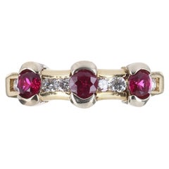 Anello impilabile con rubino naturale e diamanti AAA+ 14K