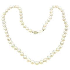 Collier de perles d'Akoya vintage AAA, 6.5mm, fermoir en or 14kt, Japon