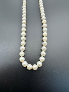 AAA Vintage Akoya Pearl Beaded Necklace, 6.3mm, 14K Gold Clasp, Japan