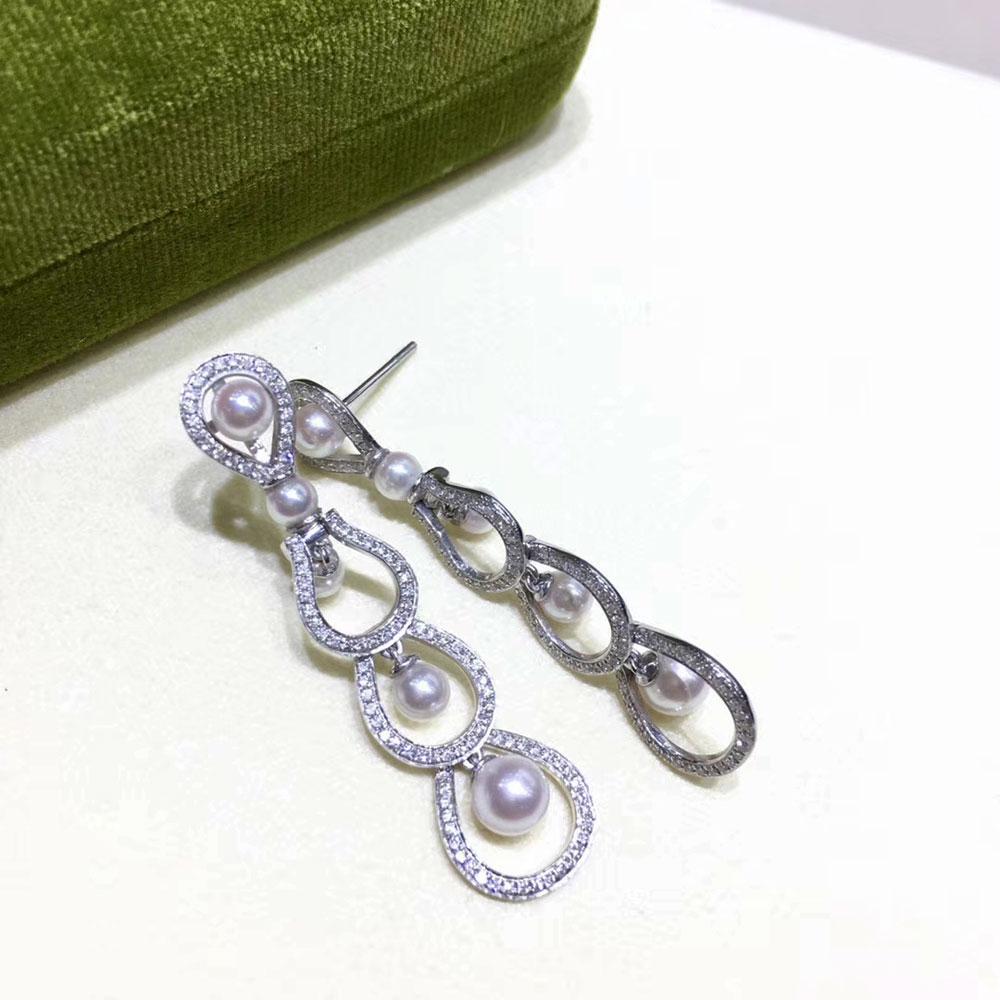 【Lustre Arc】Falling Grace Baby Akoya Perle & Diamant Tropfen Ohrringe im Angebot 1