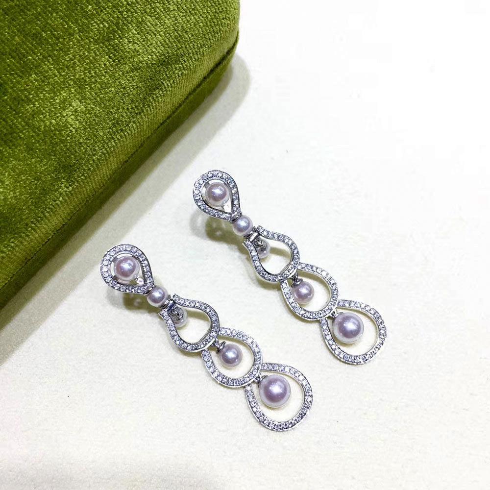 【Lustre Arc】Falling Grace Baby Akoya Perle & Diamant Tropfen Ohrringe im Angebot 3