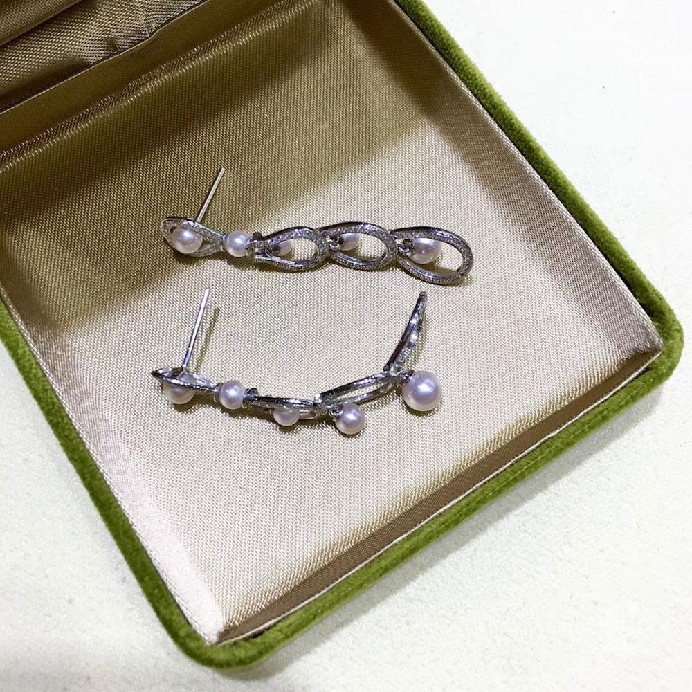 【Lustre Arc】Falling Grace Baby Akoya Perle & Diamant Tropfen Ohrringe im Angebot 4