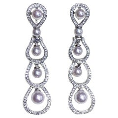 【Lustre Arc】Falling Grace Baby Akoya Perle & Diamant Tropfen Ohrringe