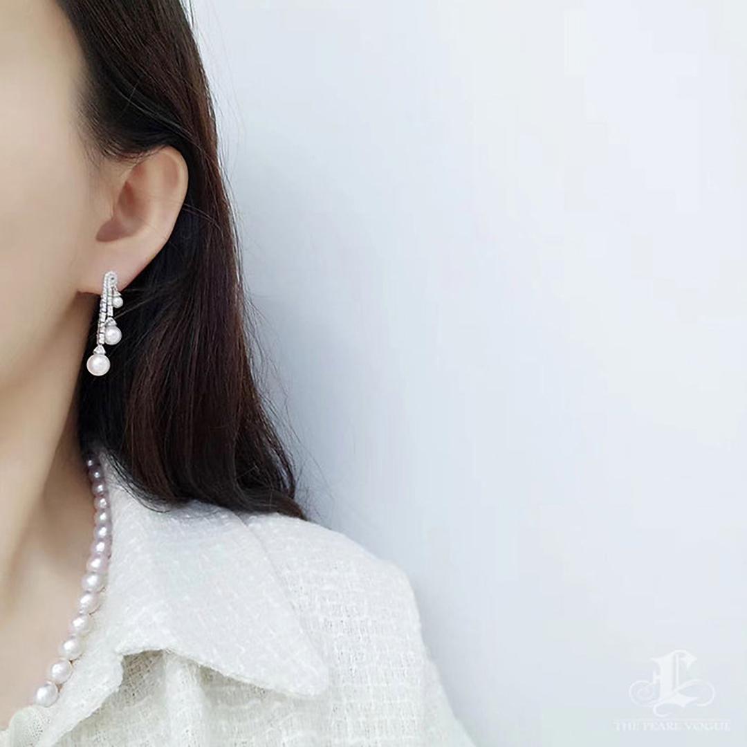 Non taillé 【Lustre Arc】Raindrop Melody Aurora Pearl Earrings en vente