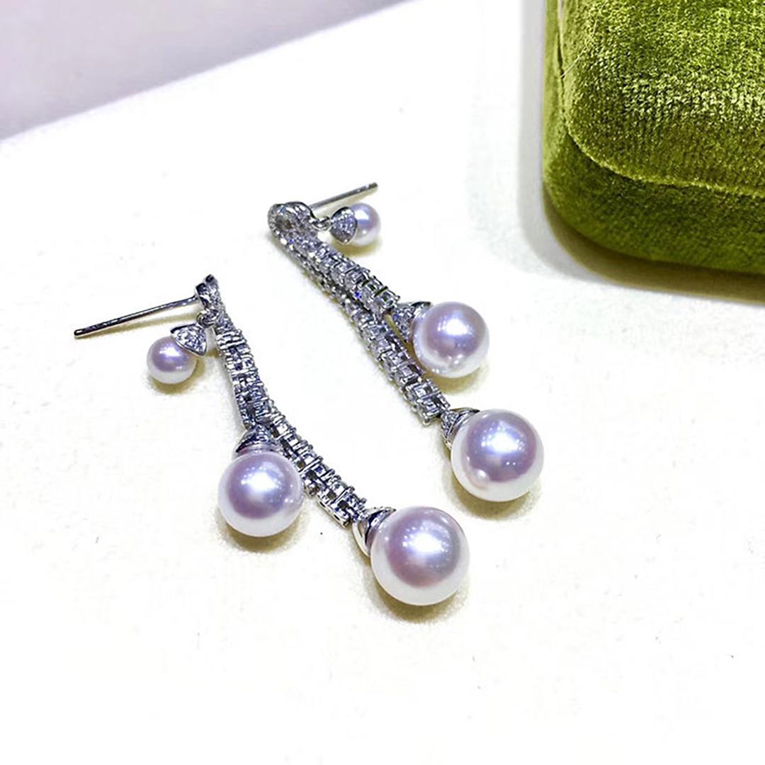 【Lustre Arc】Raindrop Melody Aurora Pearl Earrings en vente 1