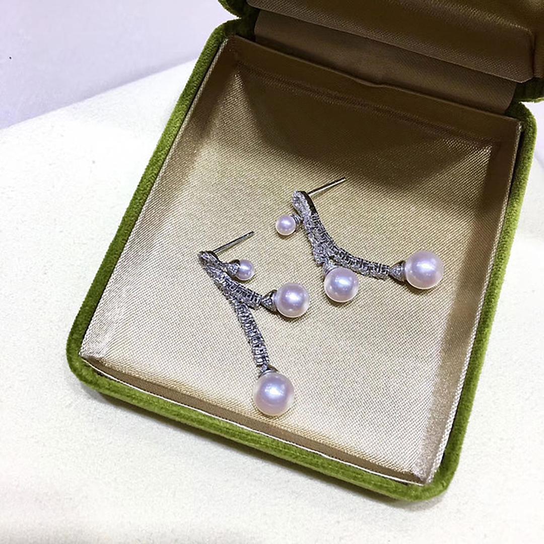 【Lustre Arc】Raindrop Melody Aurora Pearl Earrings en vente 3