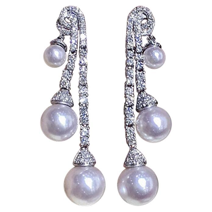 【Lustre Arc】Raindrop Melody Aurora Akoya Pearl Earrings