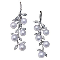 【Vine Symphony】Botanical Vine AAA Akoya Pearl & Diamond Gala Earrings