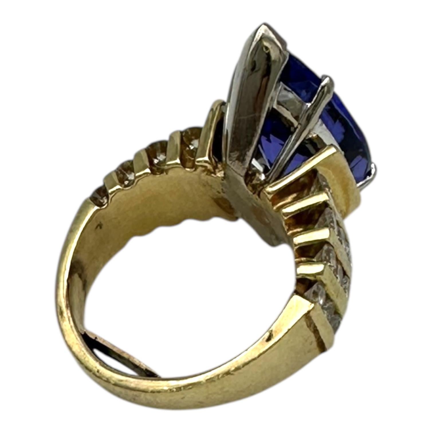 AAA Solitärring, 8 Karat Marquise Tansanit & 1,00 Karat Diamant für Damen oder Herren im Angebot