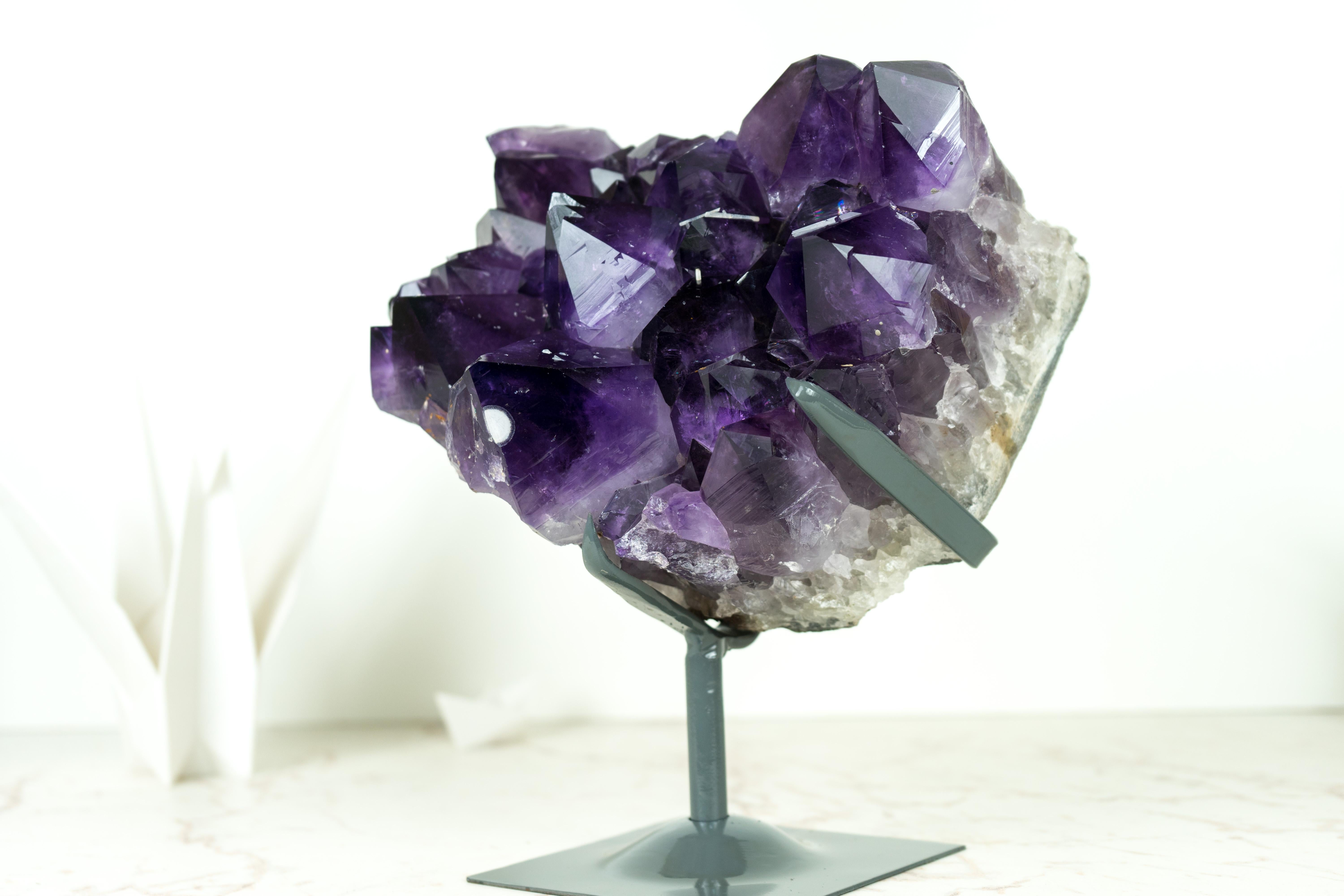 AAA Amethyst Cluster with Intense Dark Purple Amethyst Druzy, Decor Crystal For Sale 5