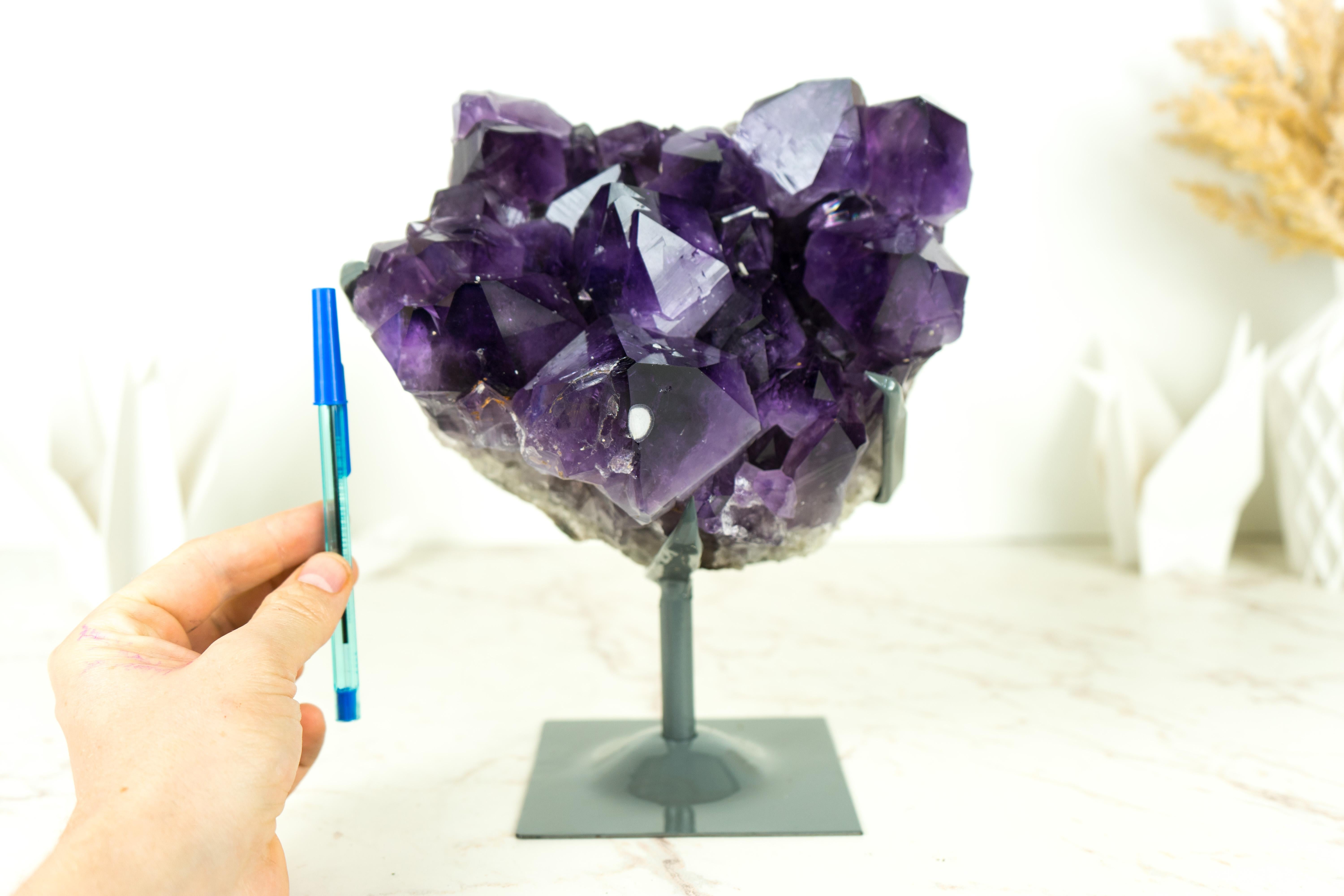 Agate Cluster d'améthyste AAA avec Druzy d'améthyste violet foncé intense, cristal décoratif en vente