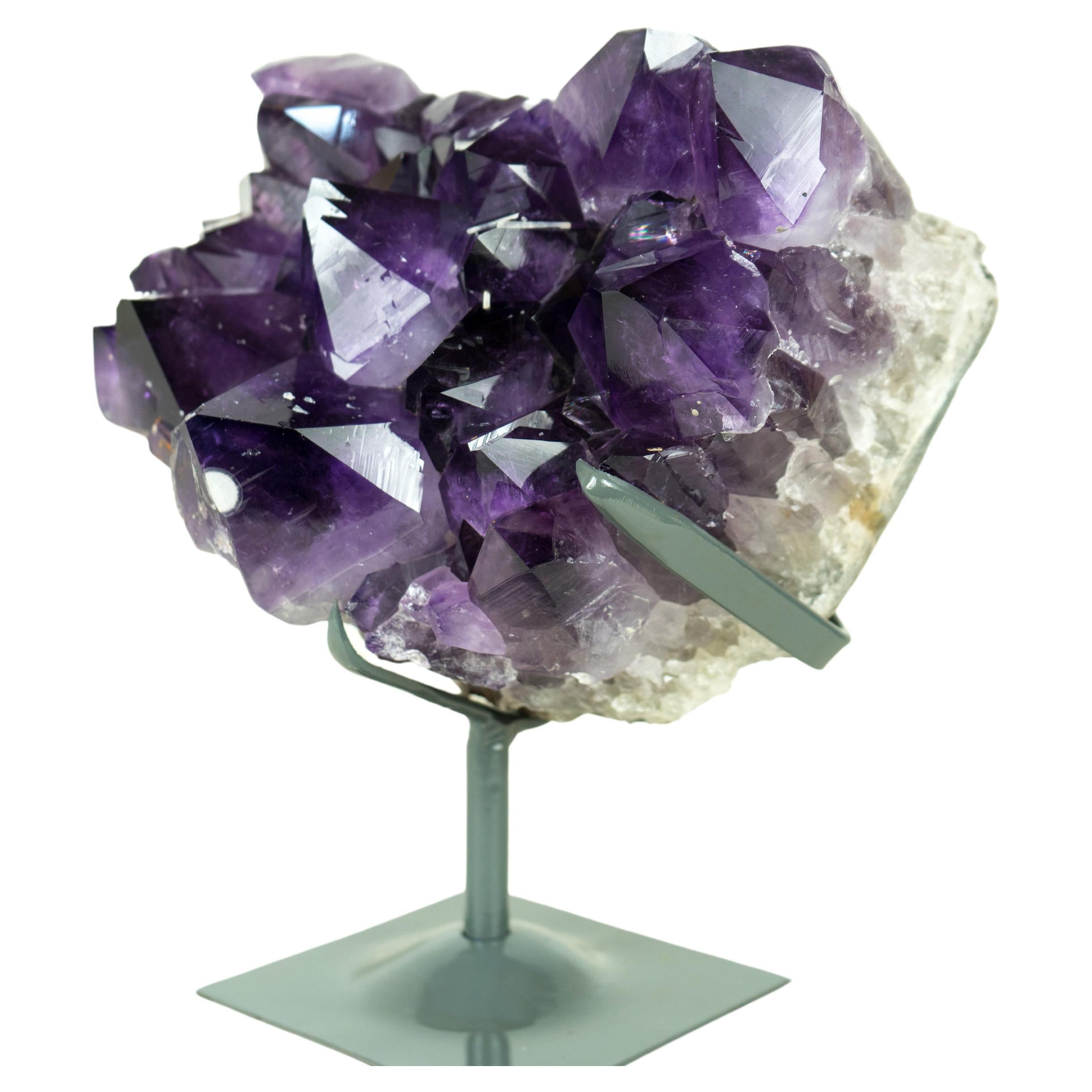 Cluster d'améthyste AAA avec Druzy d'améthyste violet foncé intense, cristal décoratif en vente