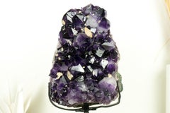 AAA Amethyst Cluster with Large Dark Purple Amethyst and Calcite Inclusions