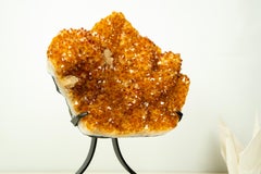 Grappe de drusies de citrine brésilienne AAA, de couleur orange doré