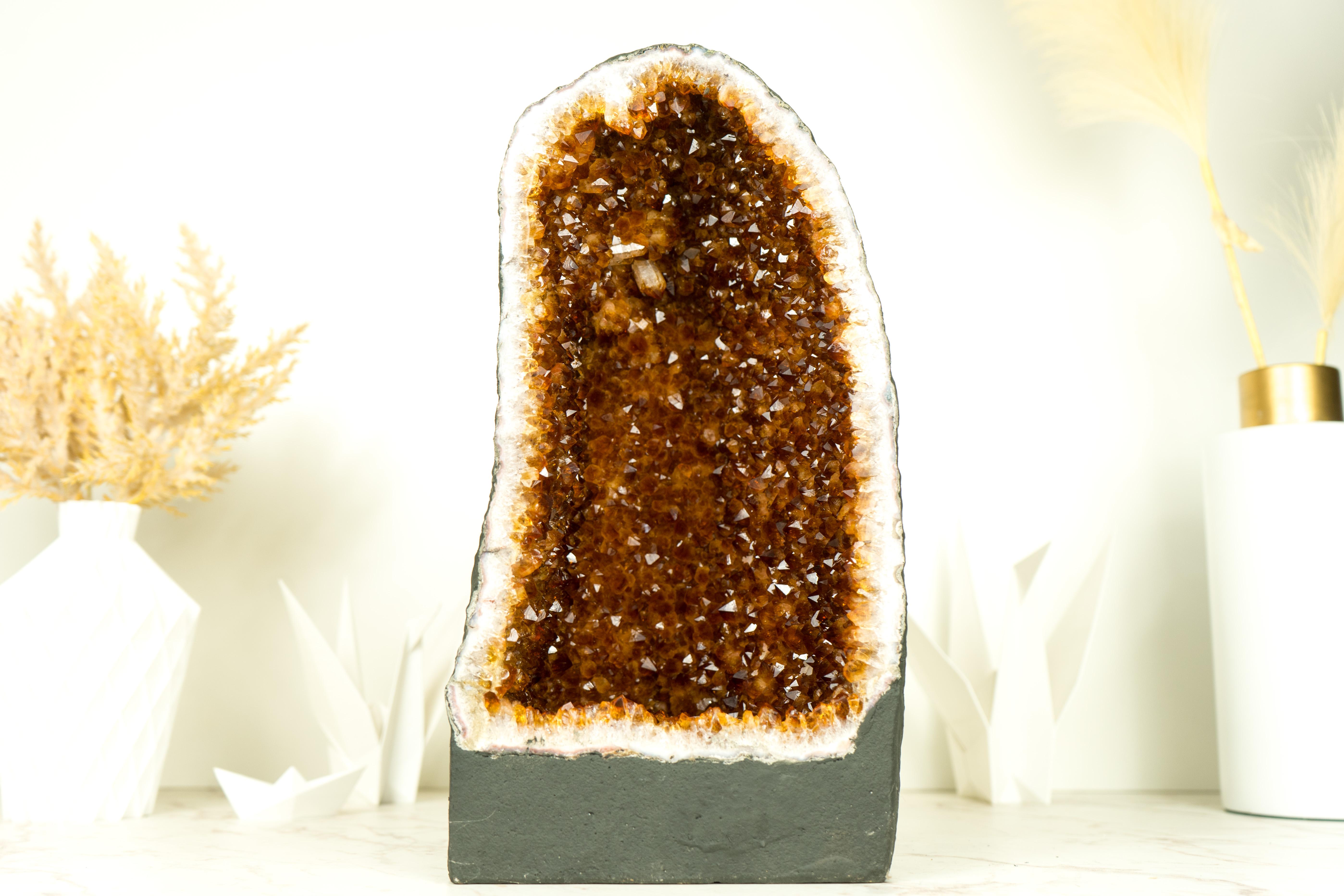 AAA Citrine Geode with AAA Madeira Citrine Druzy For Sale 7