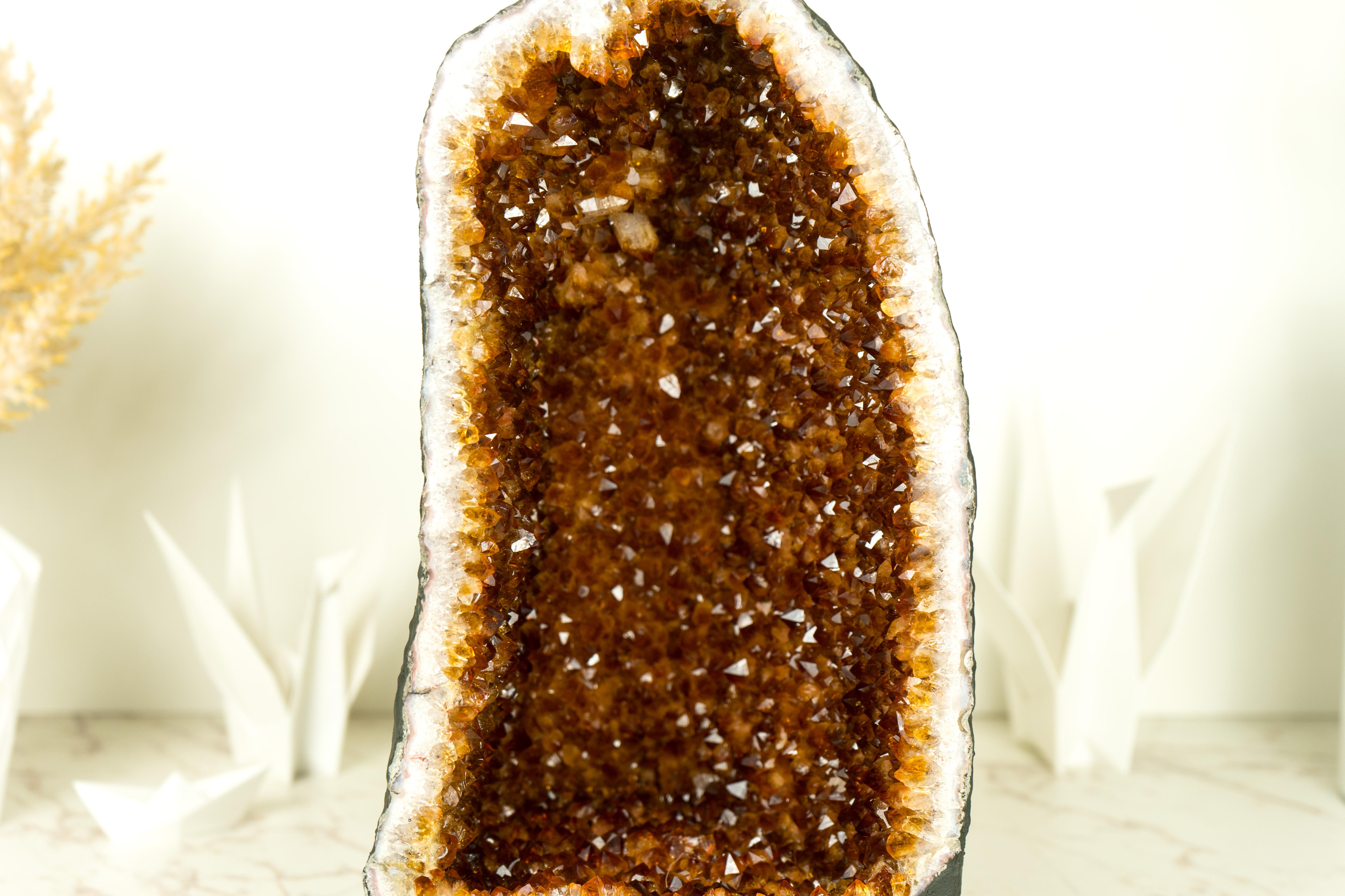 AAA Citrine Geode with AAA Madeira Citrine Druzy For Sale 3