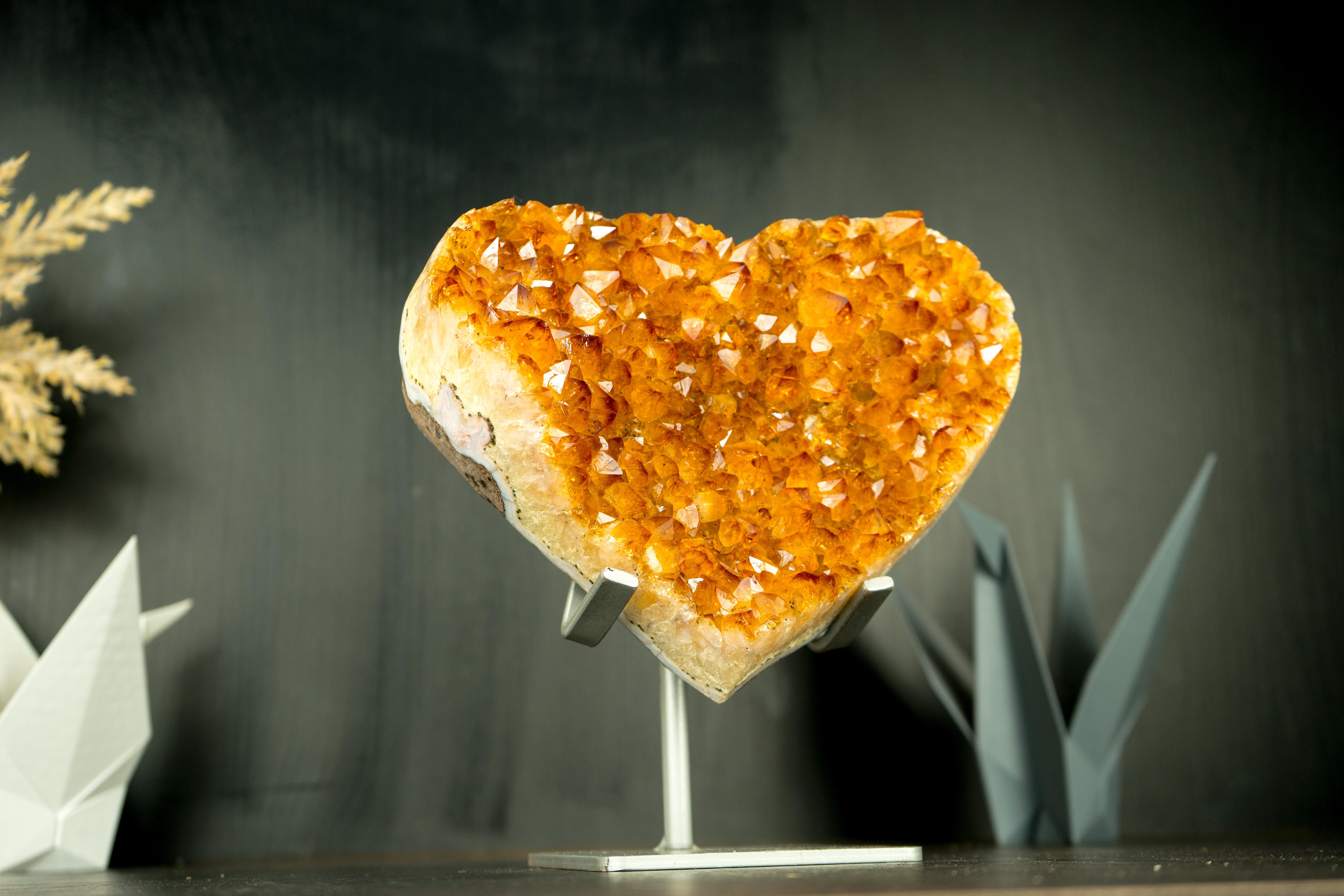 AAA Citrine Heart with High-Grade Golden Orange Citrine Druzy For Sale 4