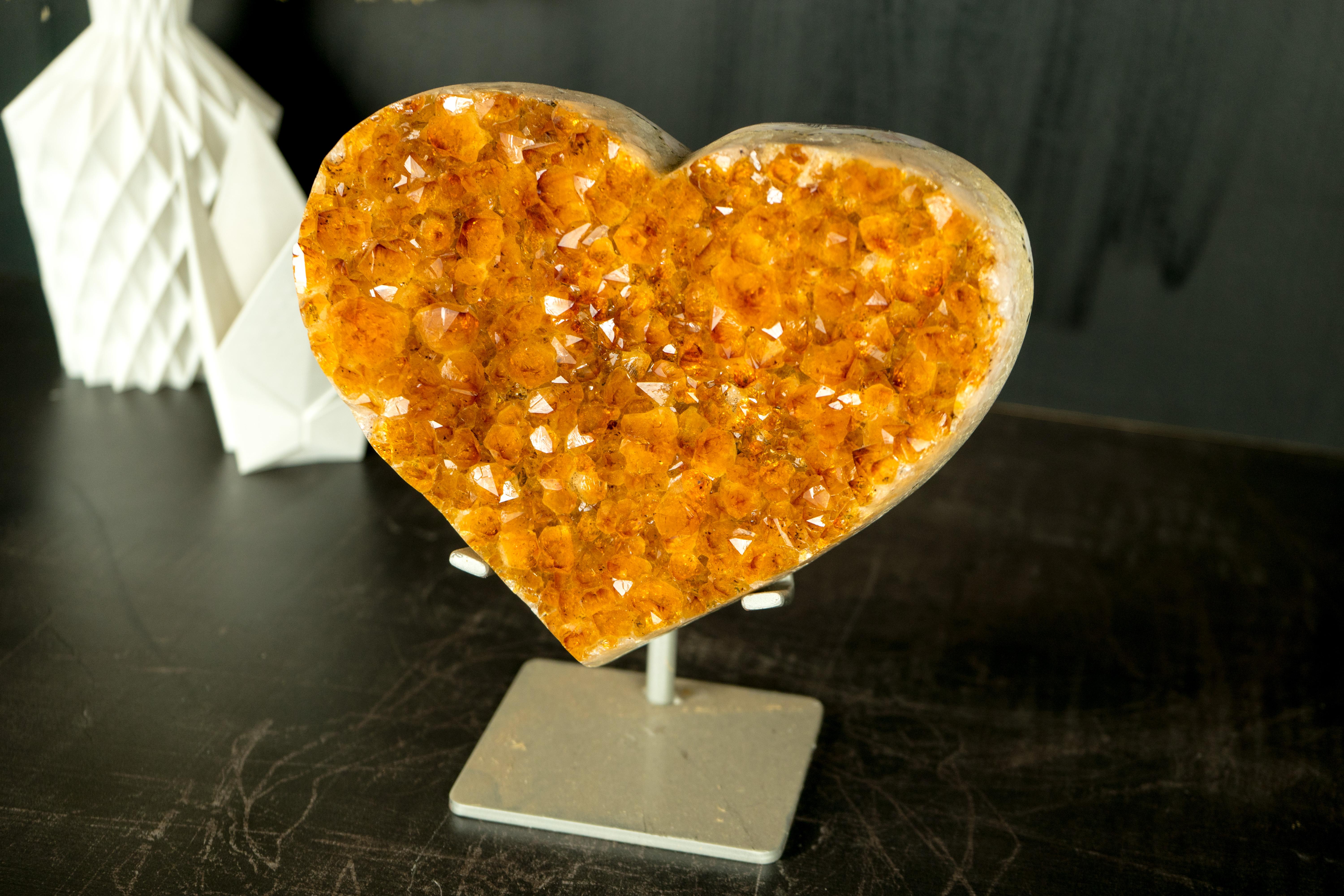 AAA Citrine Heart with High-Grade Golden Orange Citrine Druzy For Sale 6