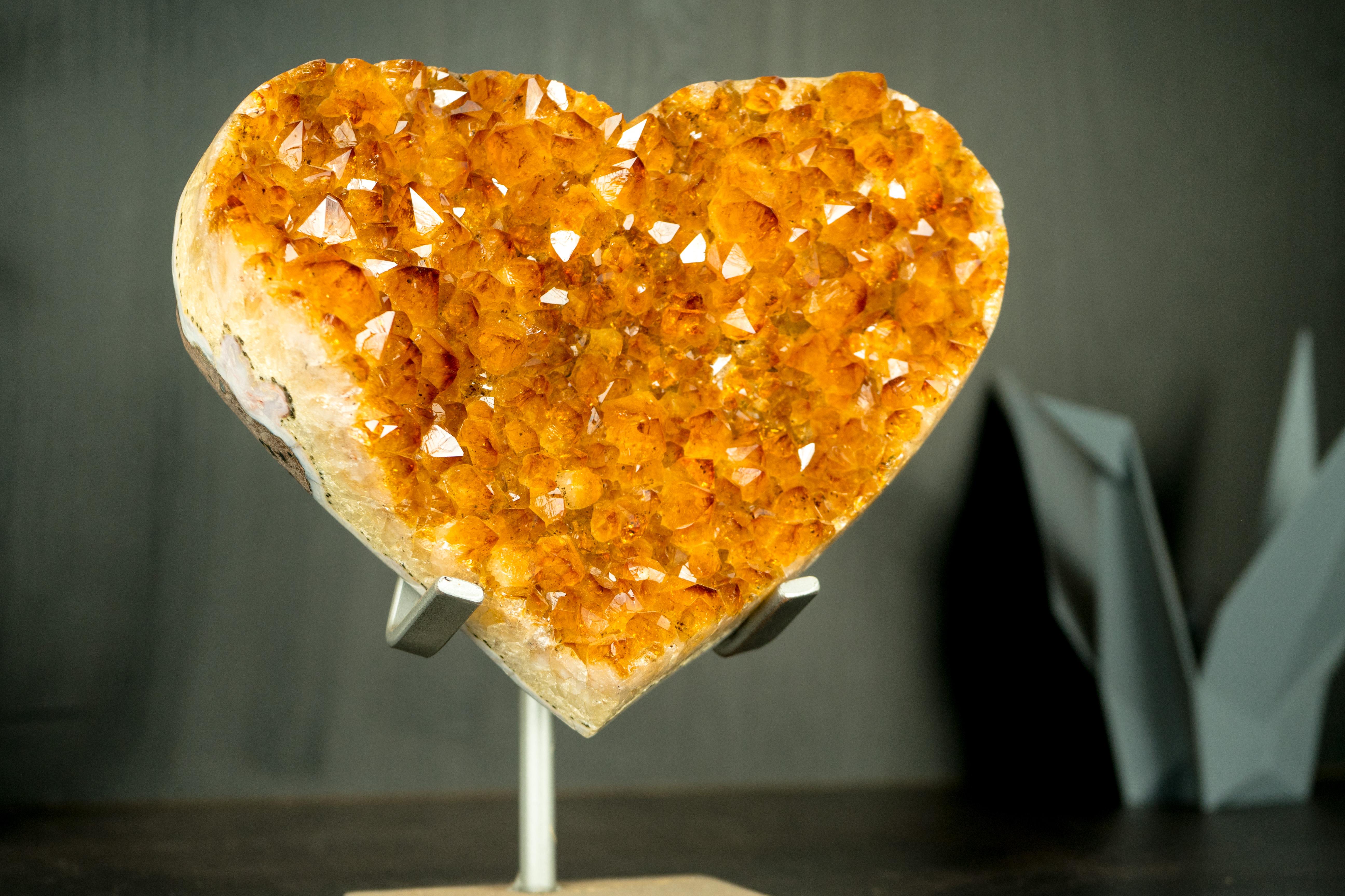 AAA Citrine Heart with High-Grade Golden Orange Citrine Druzy For Sale 7