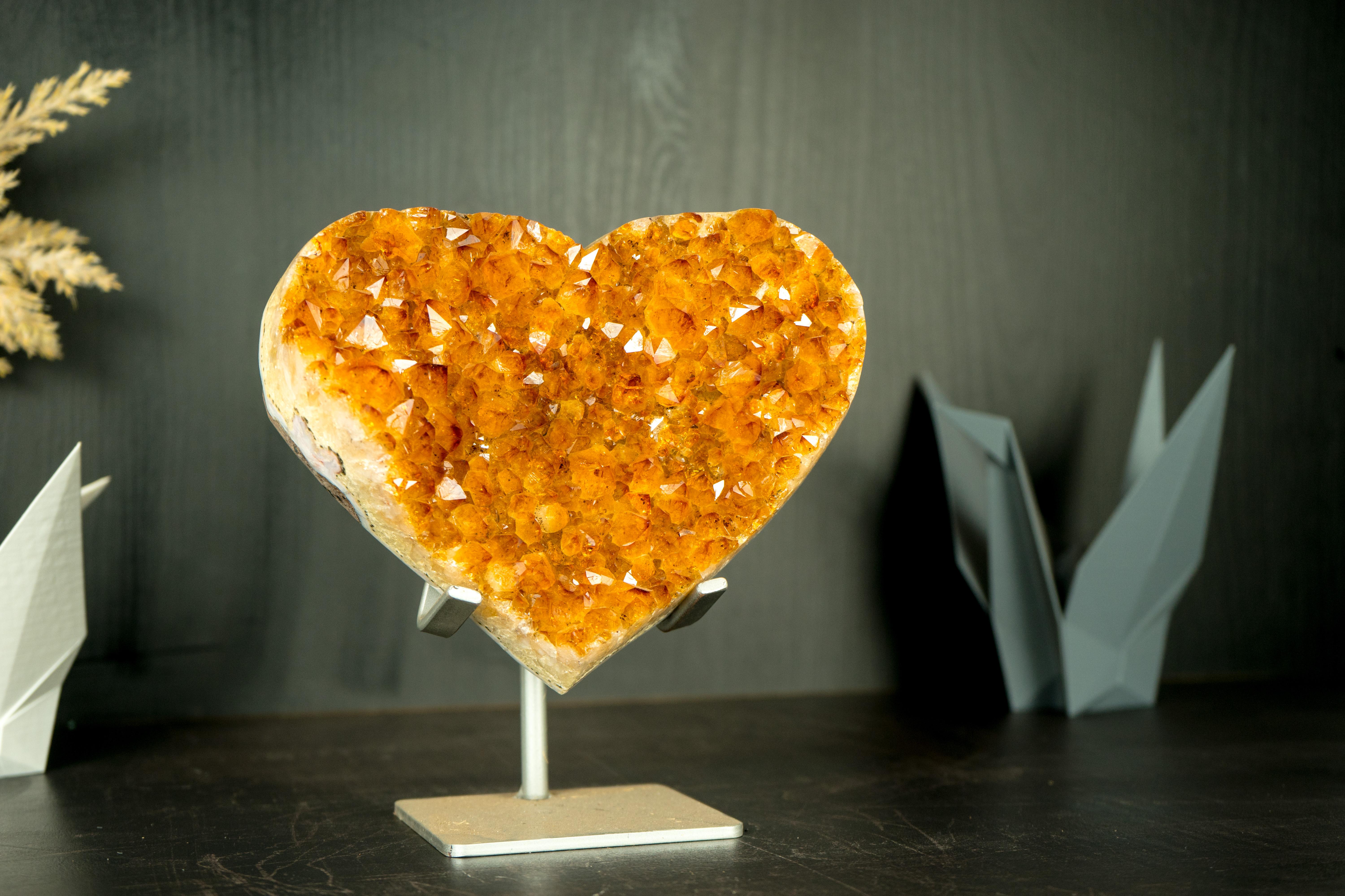 AAA Citrine Heart with High-Grade Golden Orange Citrine Druzy For Sale 8