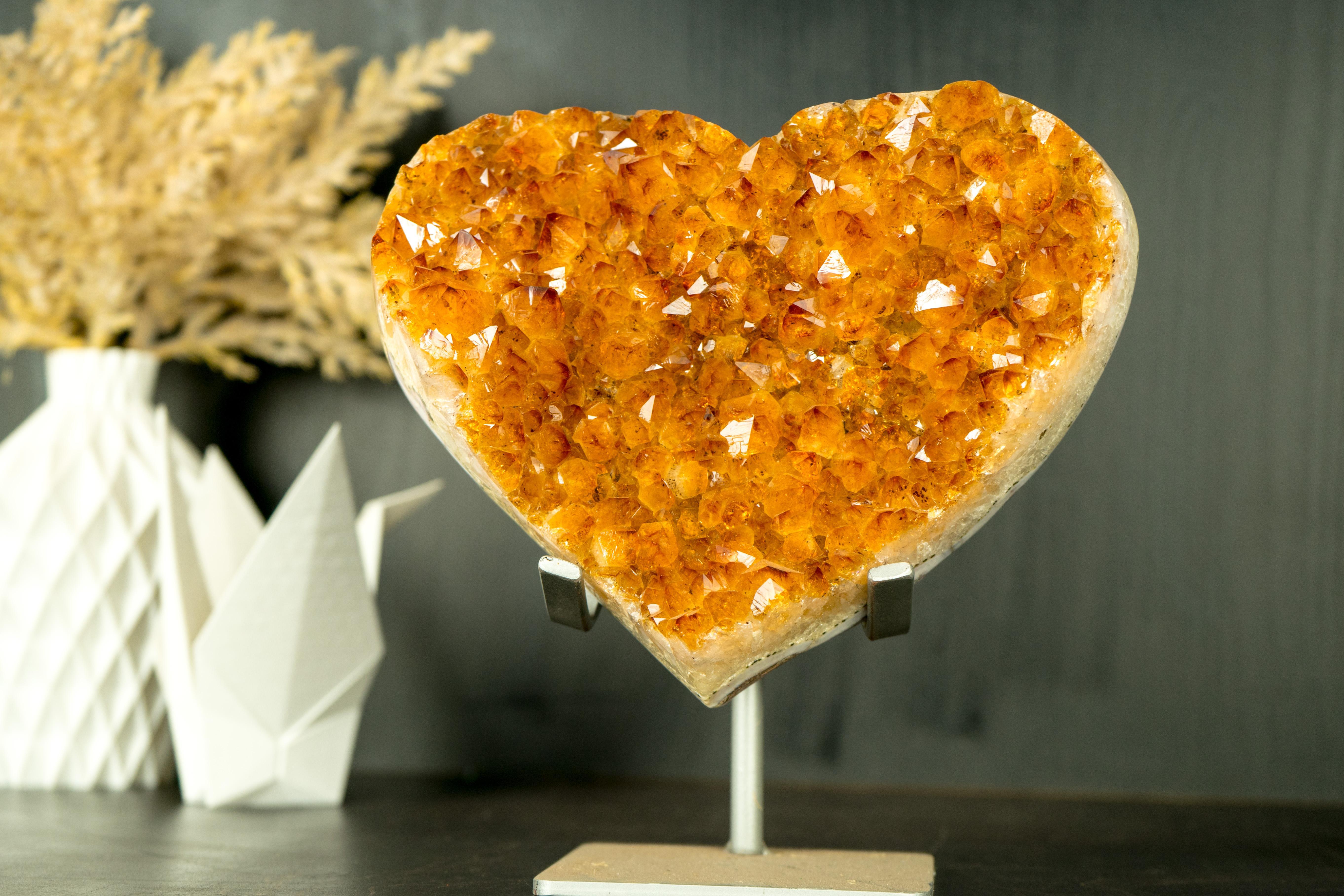 AAA Citrine Heart with High-Grade Golden Orange Citrine Druzy For Sale 9