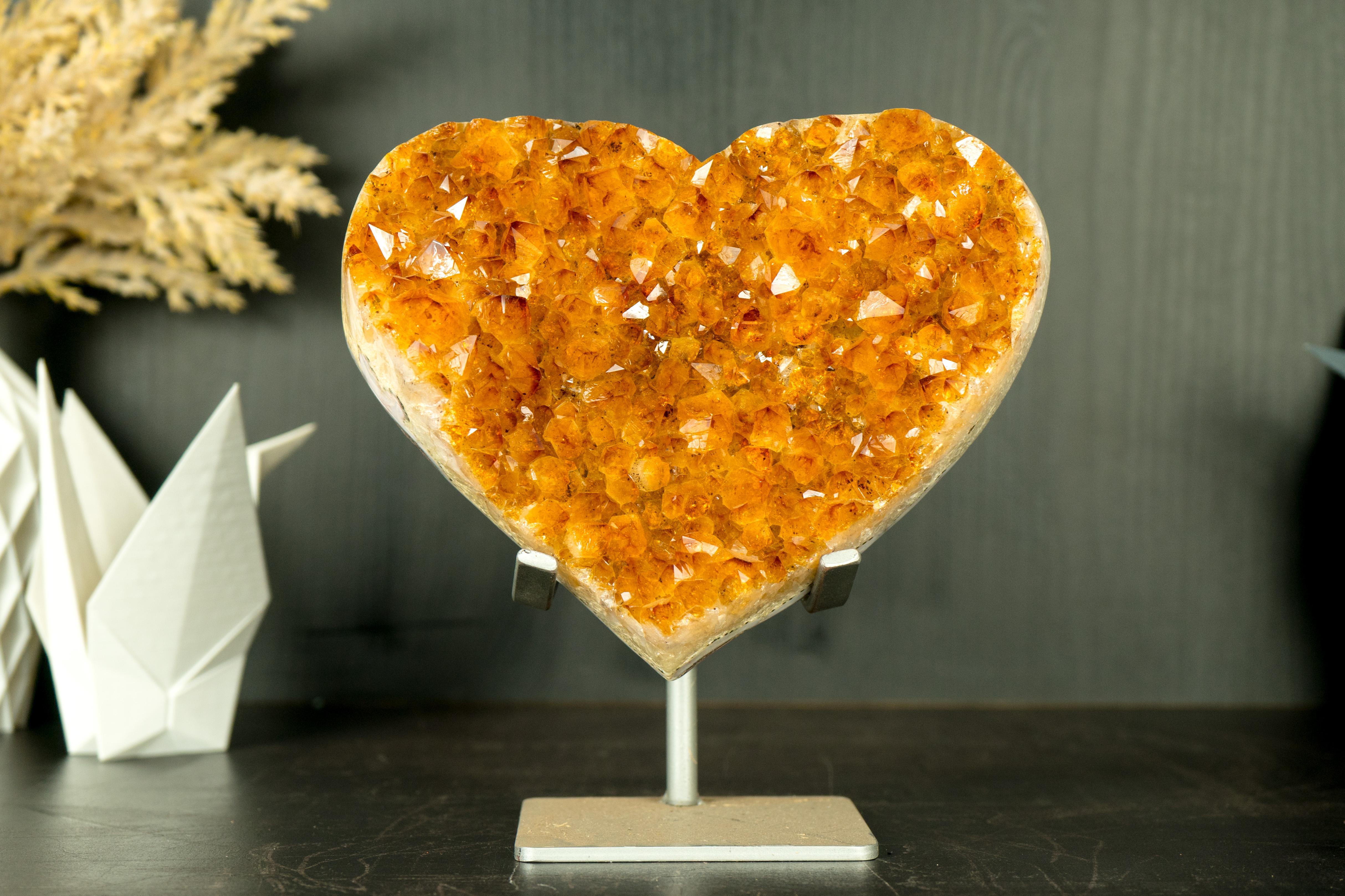 AAA Citrine Heart with High-Grade Golden Orange Citrine Druzy For Sale 10