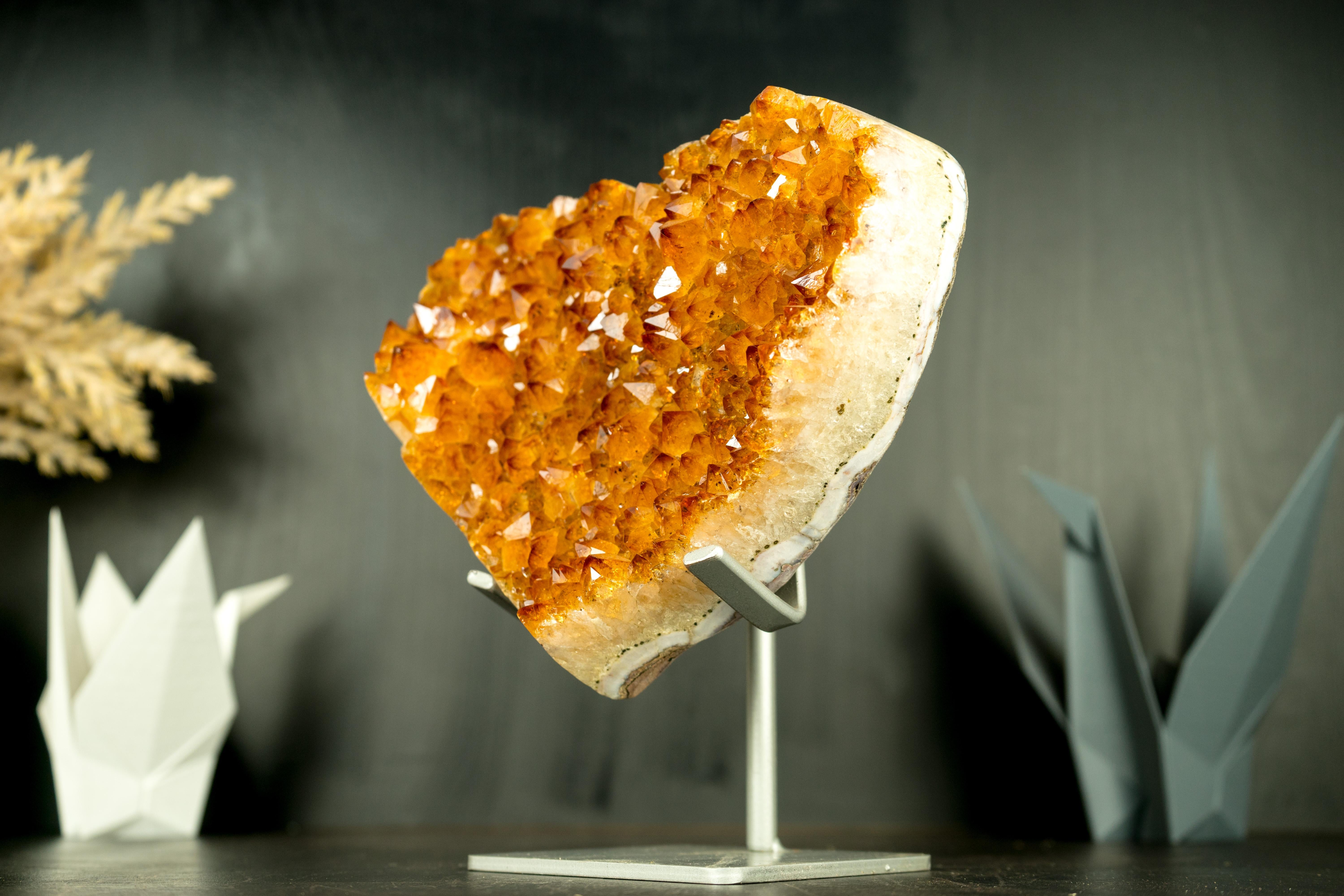 AAA Citrine Heart with High-Grade Golden Orange Citrine Druzy For Sale 1