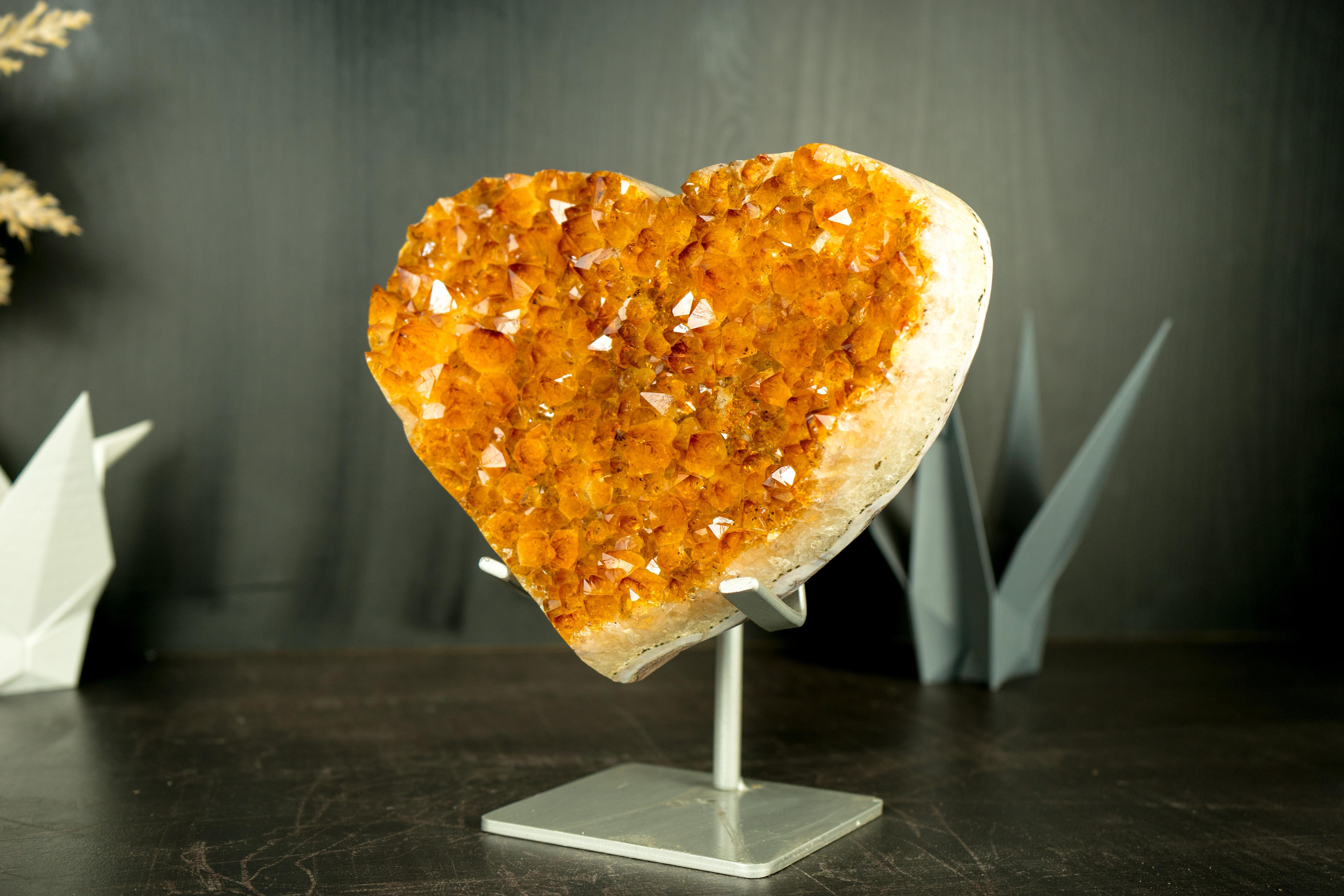 AAA Citrine Heart with High-Grade Golden Orange Citrine Druzy For Sale 2