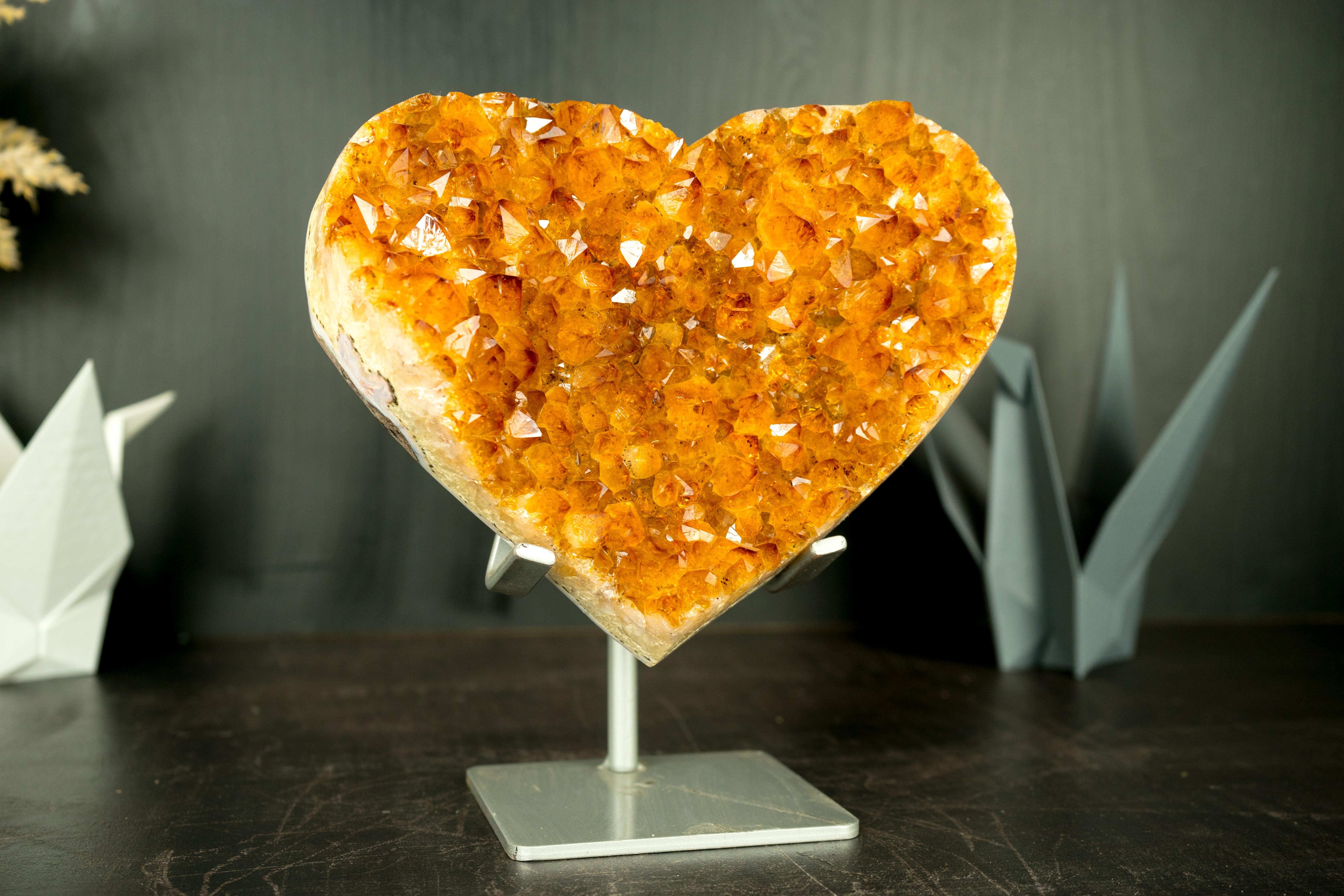 AAA Citrine Heart with High-Grade Golden Orange Citrine Druzy For Sale 3