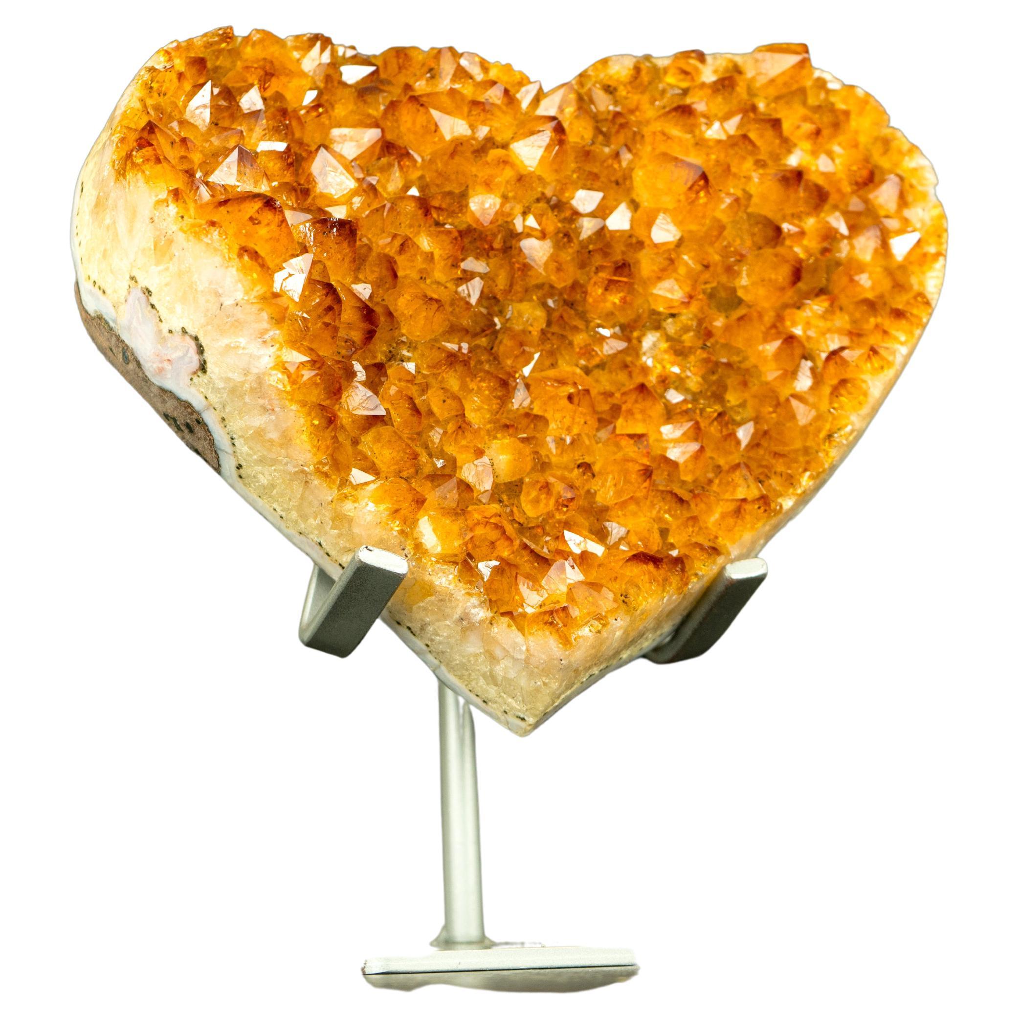 AAA Citrine Heart with High-Grade Golden Orange Citrine Druzy For Sale