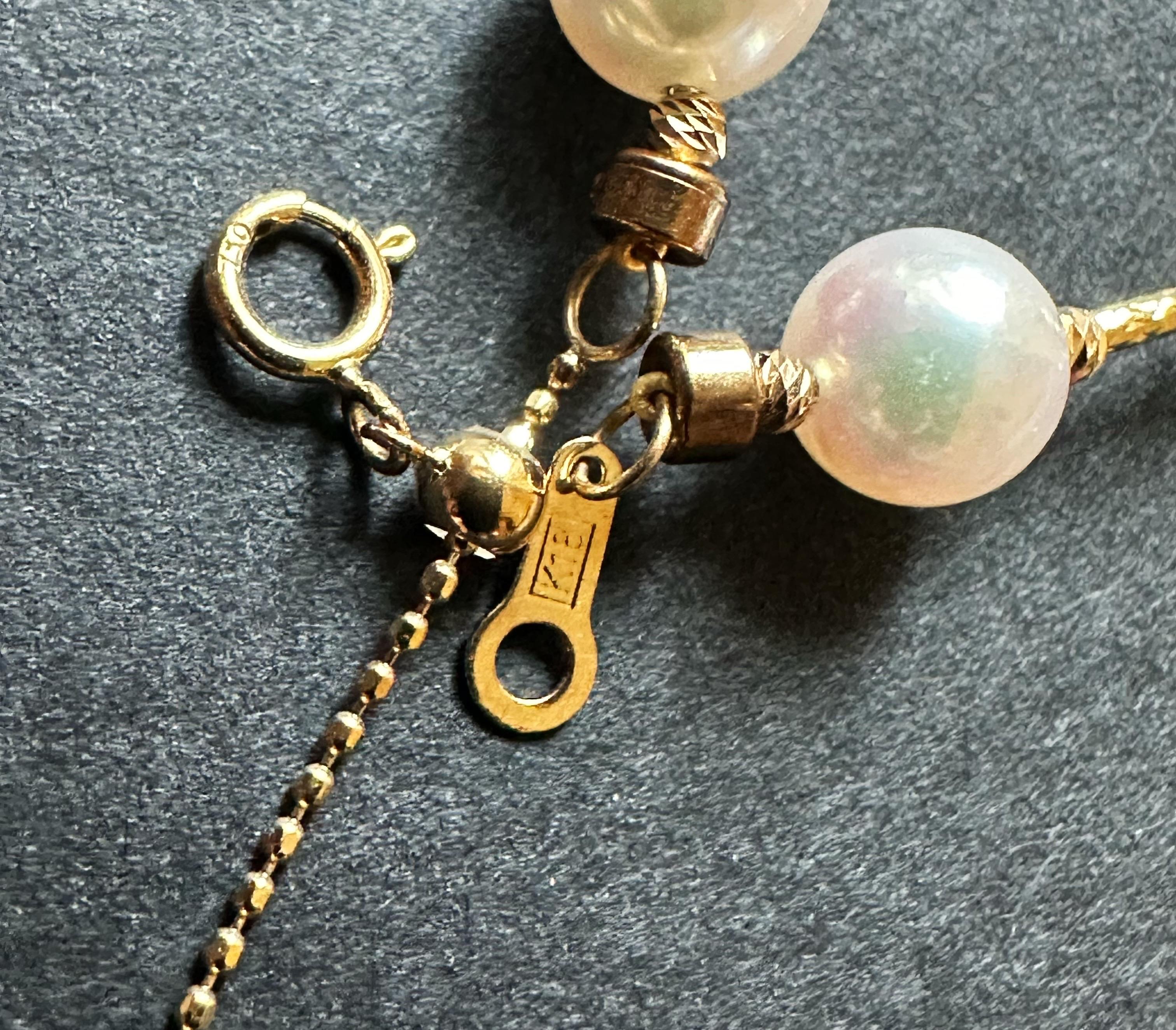 Art nouveau Collier de Perles d'Akoya d'eau de mer du Japon de grade AAA+ de 7 mm de couleur blanche naturelle en vente