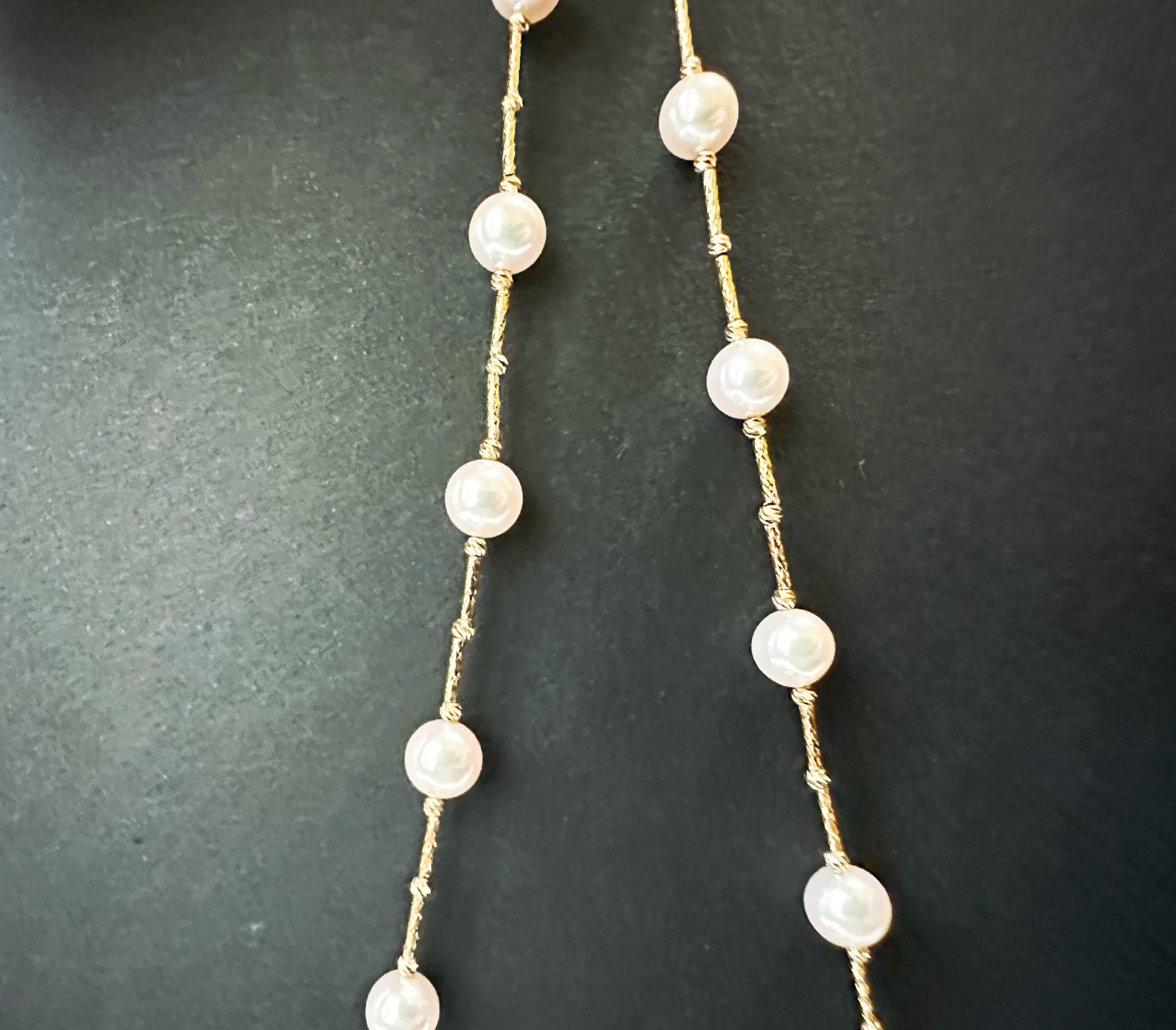 Collier de Perles d'Akoya d'eau de mer du Japon de grade AAA+ de 7 mm de couleur blanche naturelle Unisexe en vente