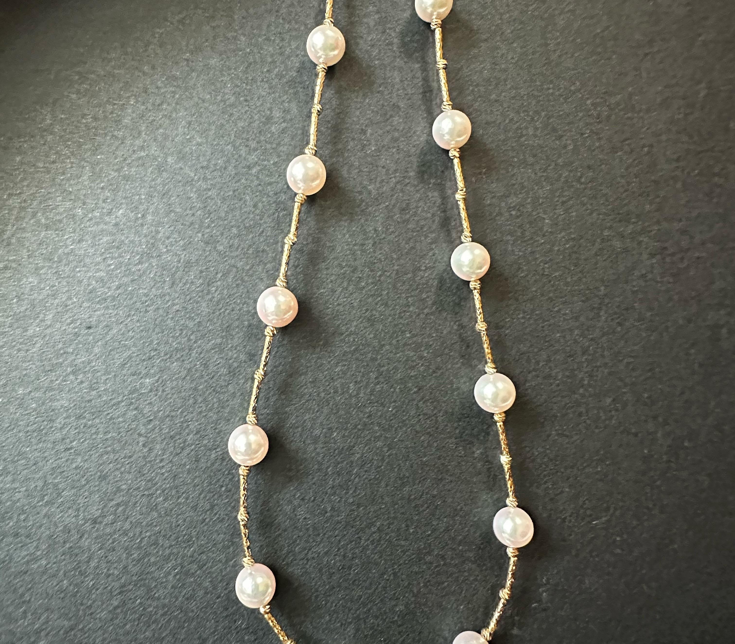 Collier de Perles d'Akoya d'eau de mer du Japon de grade AAA+ de 7 mm de couleur blanche naturelle en vente 1