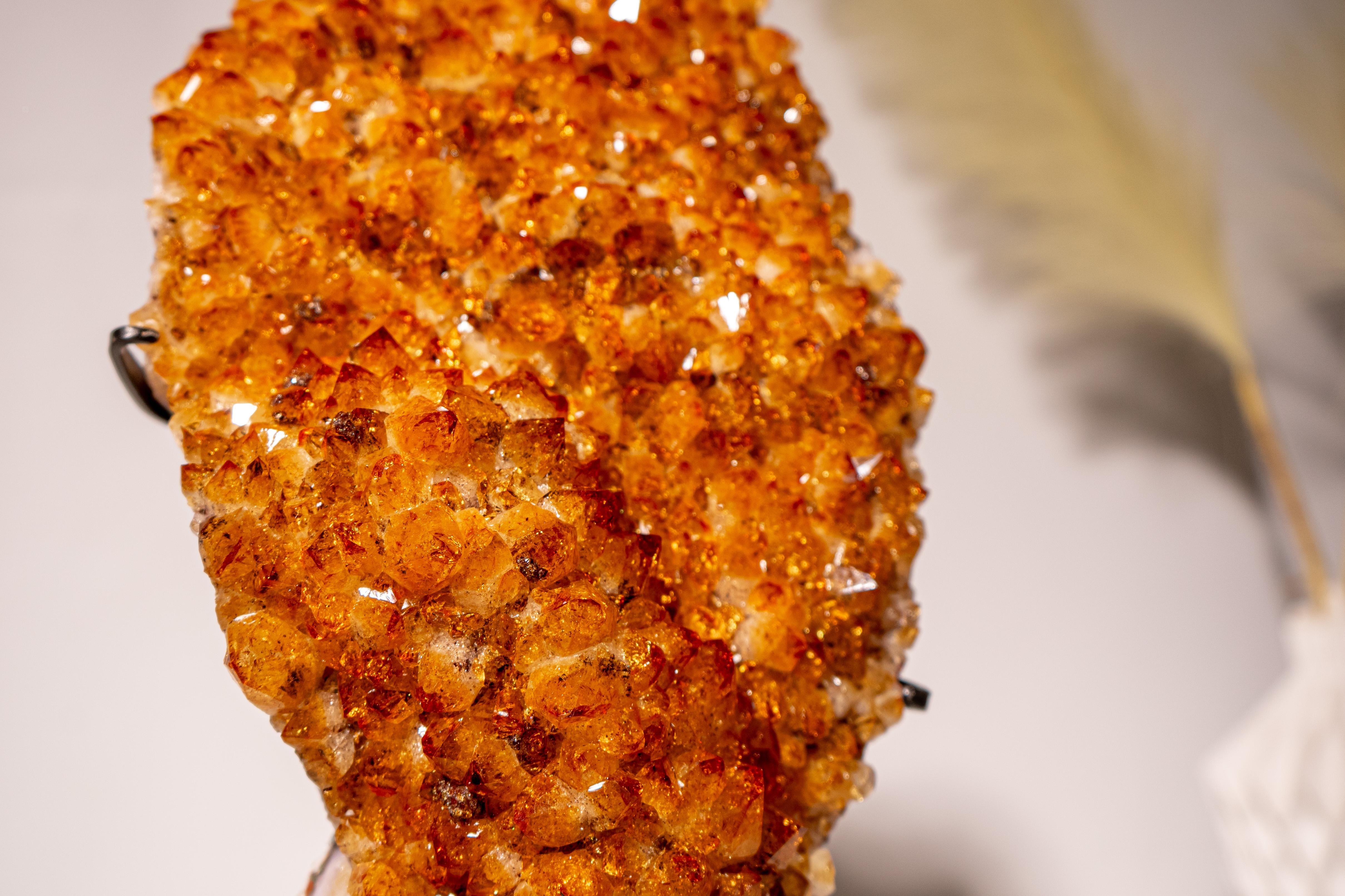 Brasiliano Cluster di Citrino di grado AAA con Druzy arancione intenso in vendita