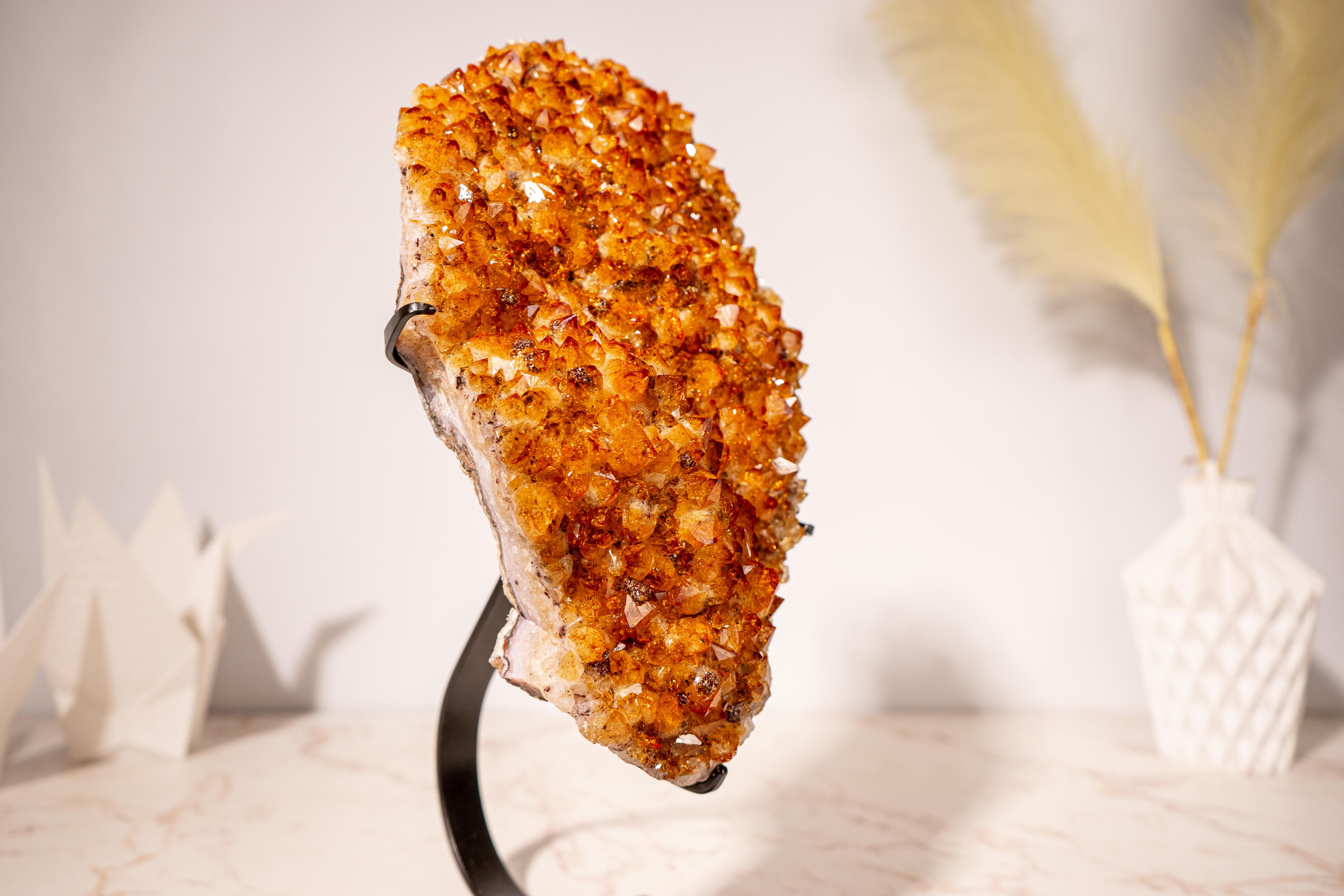 Cluster di Citrino di grado AAA con Druzy arancione intenso in vendita 1