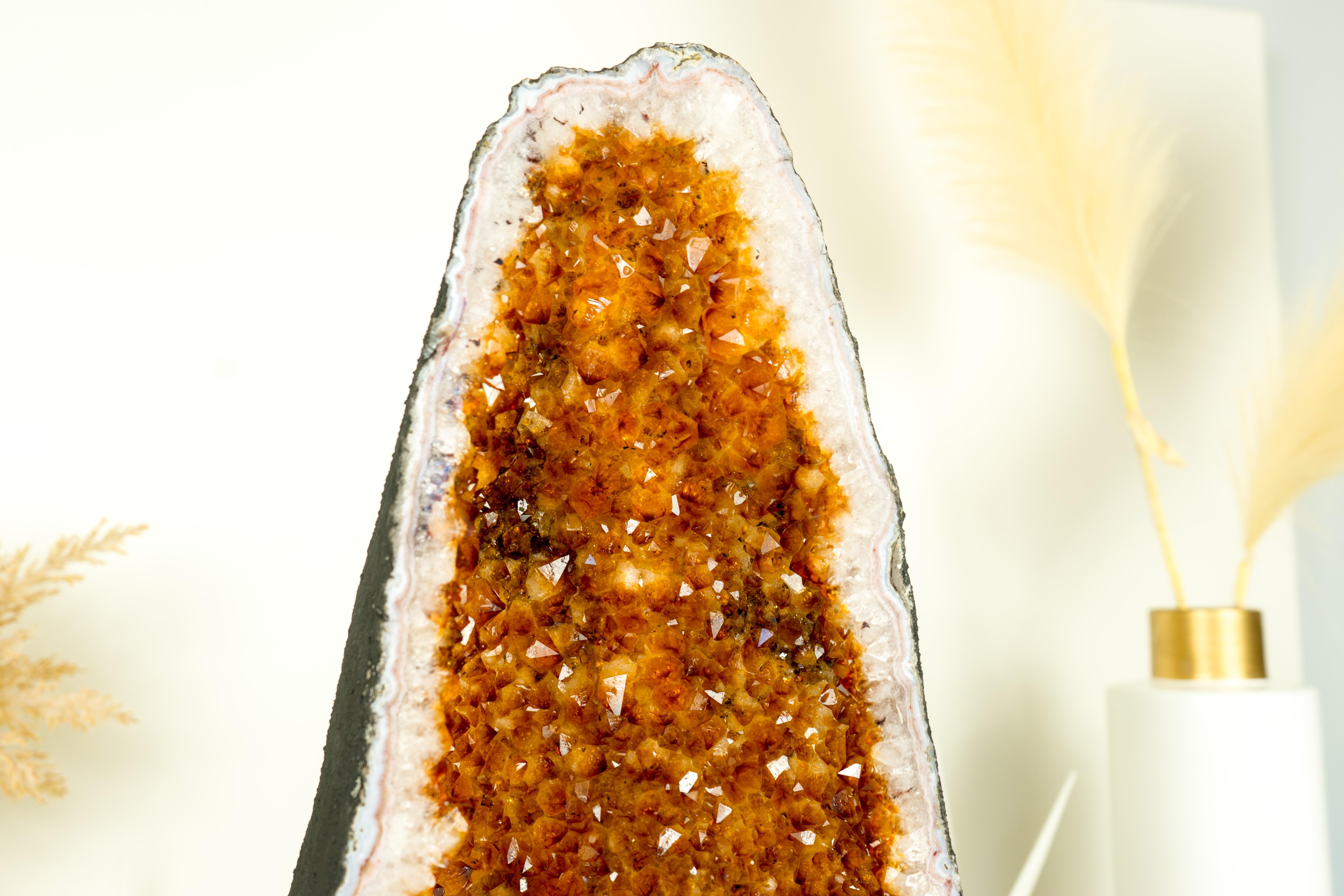 AAA Grade Citrine Geode Cathedral with Sparkly, Rich Orange Druzy For Sale 1