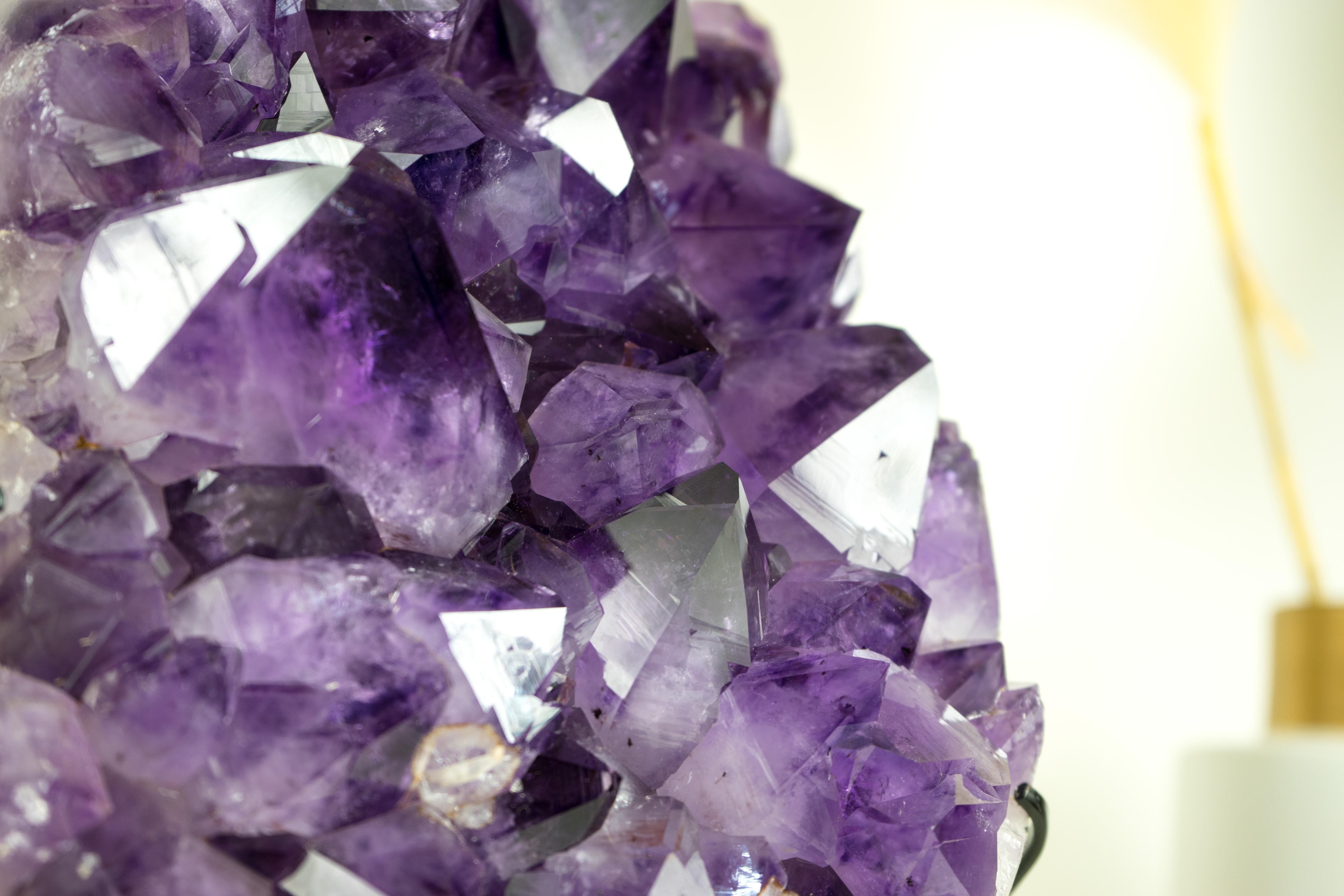 Racimo de Amatista Púrpura Profunda de Grado AAA con Grandes Puntas de Druzy, Cristal Decorativo Brasileño en venta