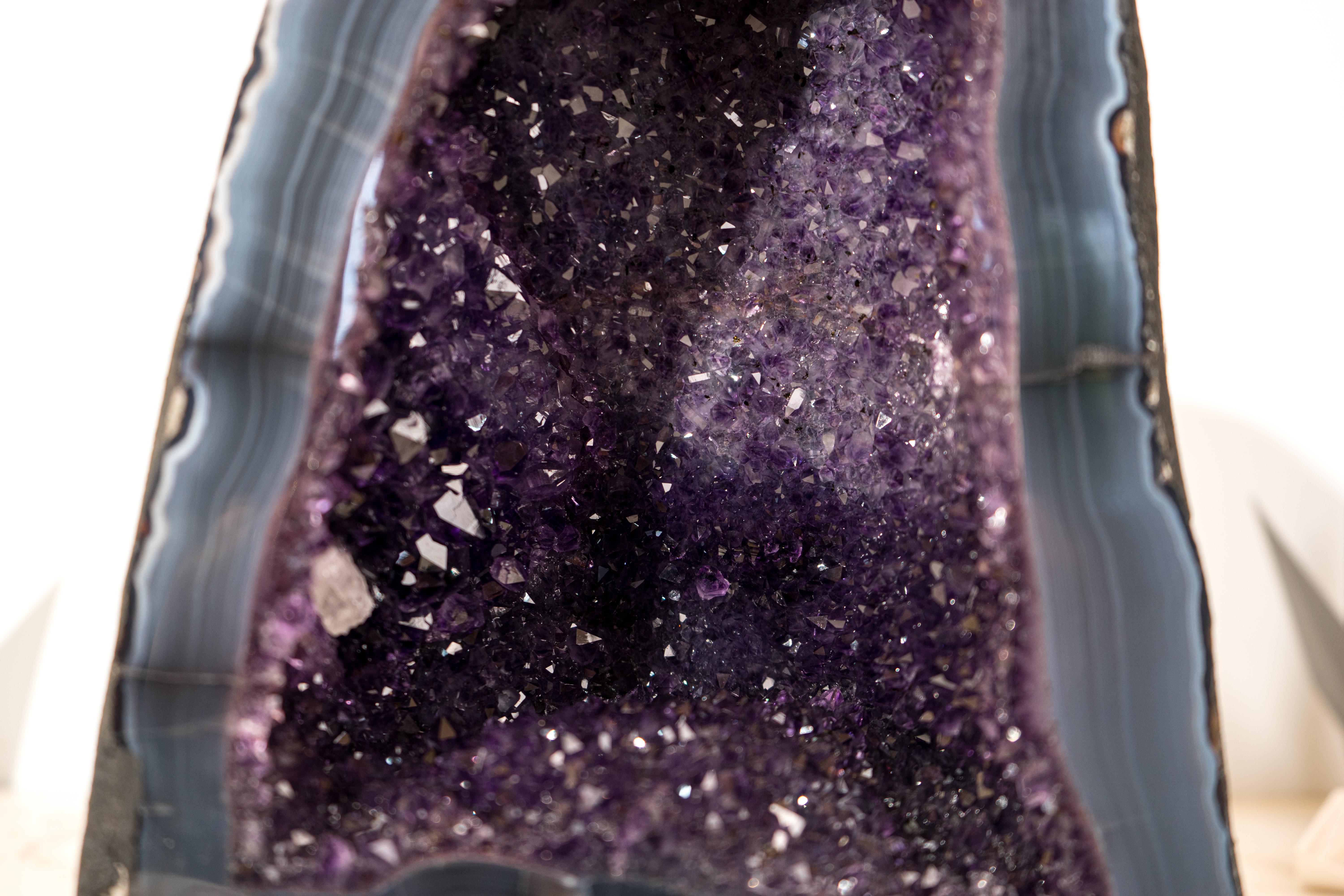 AAA-Grade Deep Purple Amethyst Geode on Intact Blue Lace Agate Lace Matrix For Sale 4