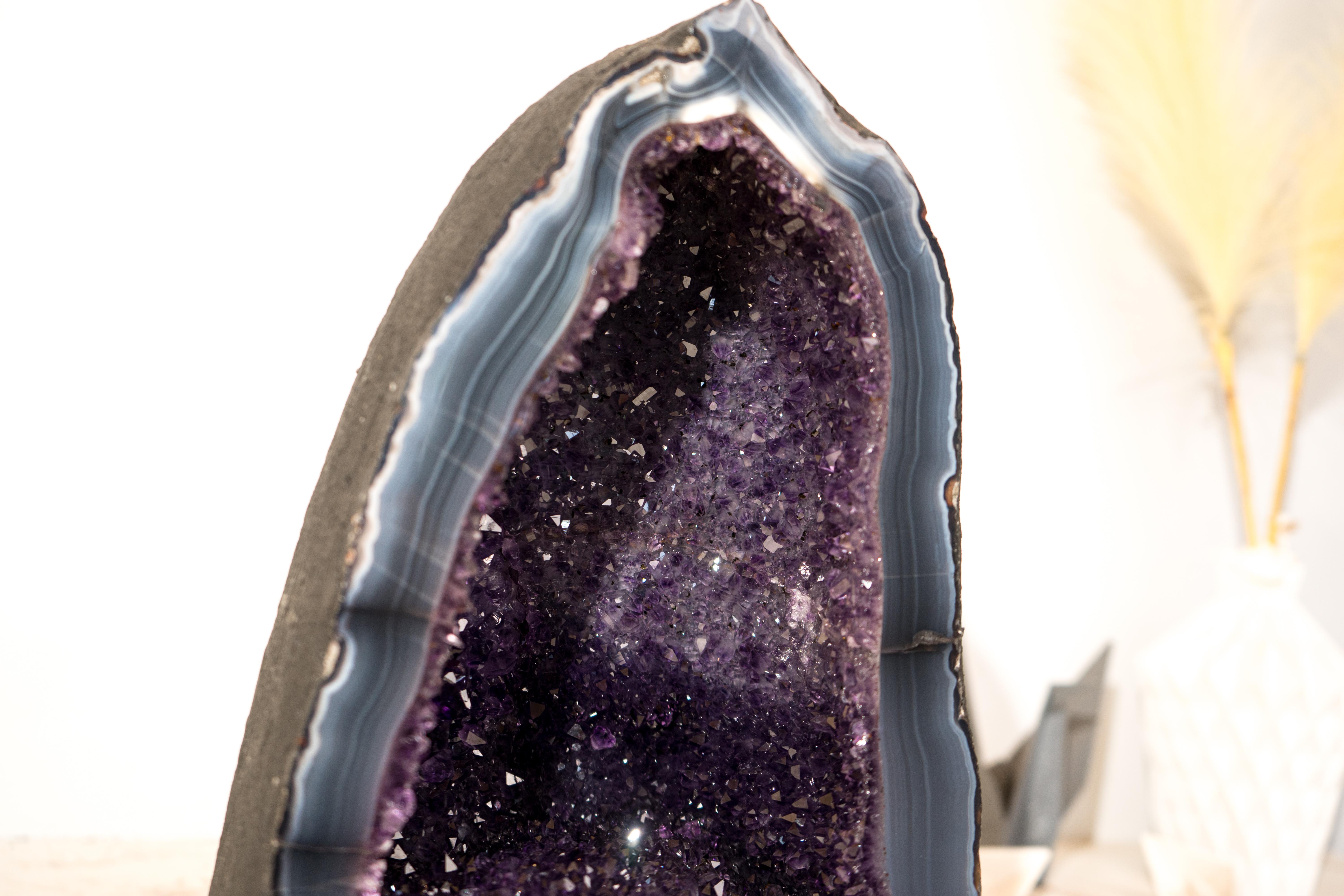 AAA-Grade Deep Purple Amethyst Geode on Intact Blue Lace Agate Lace Matrix For Sale 5