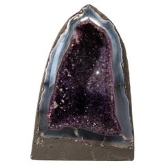 AAA-Grade Deep Purple Amethyst Geode on Intact Blue Lace Agate Lace Matrix