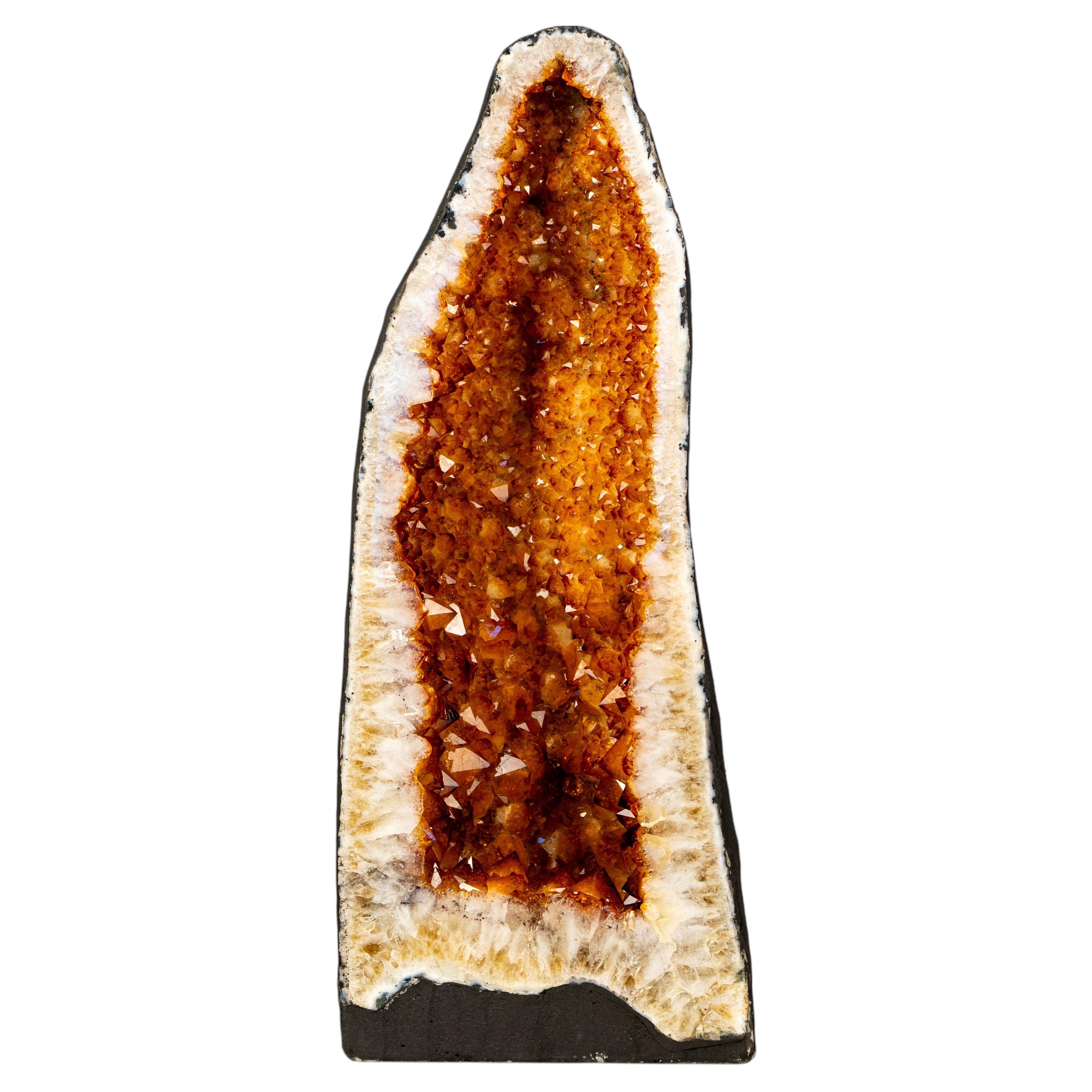 AAA-Grade Golden-Orange Citrine Geode Cathedral