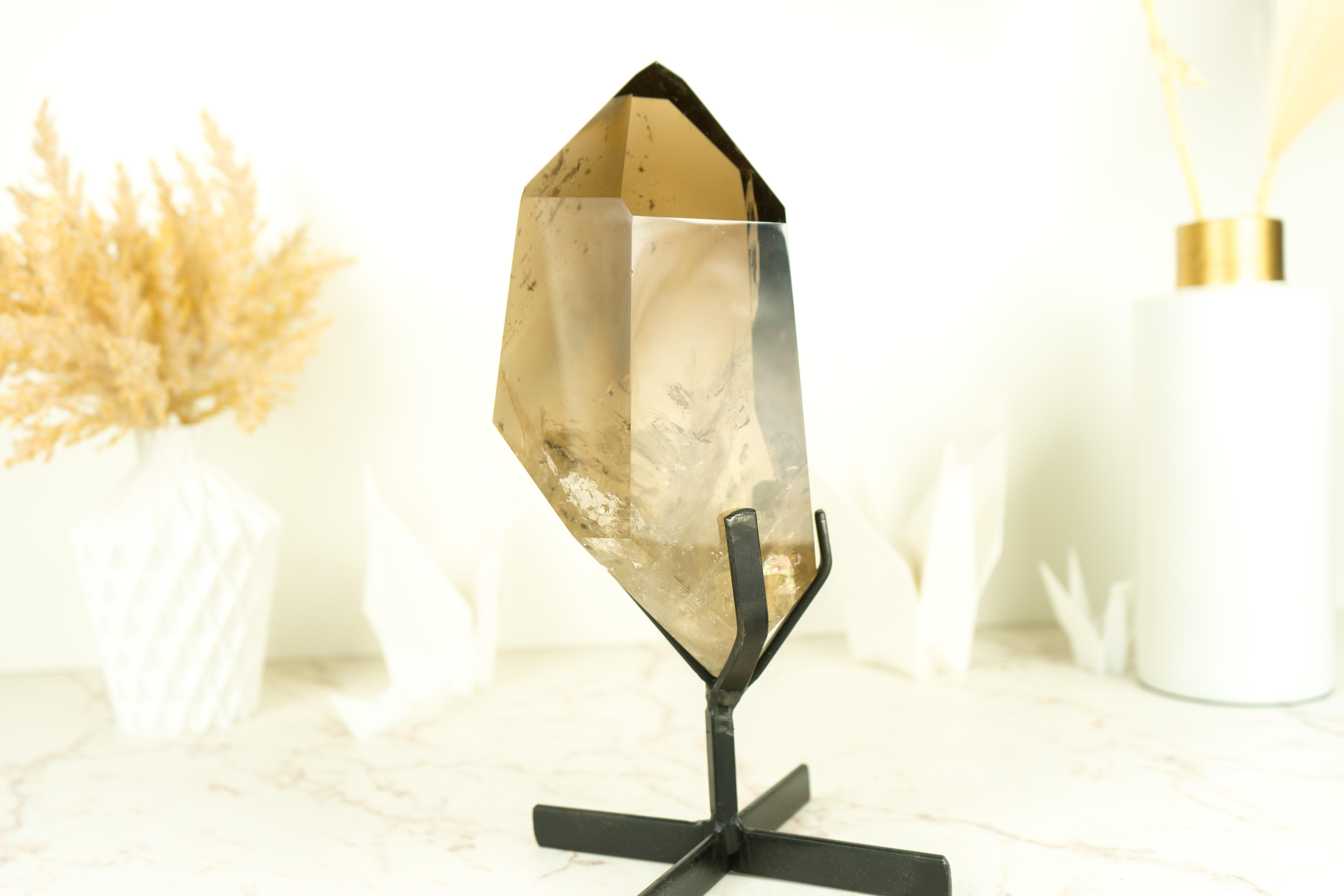 AAA Grade Large Smoky Quartz Obelisk Generator with Light Citrinated Smoky Color For Sale 7