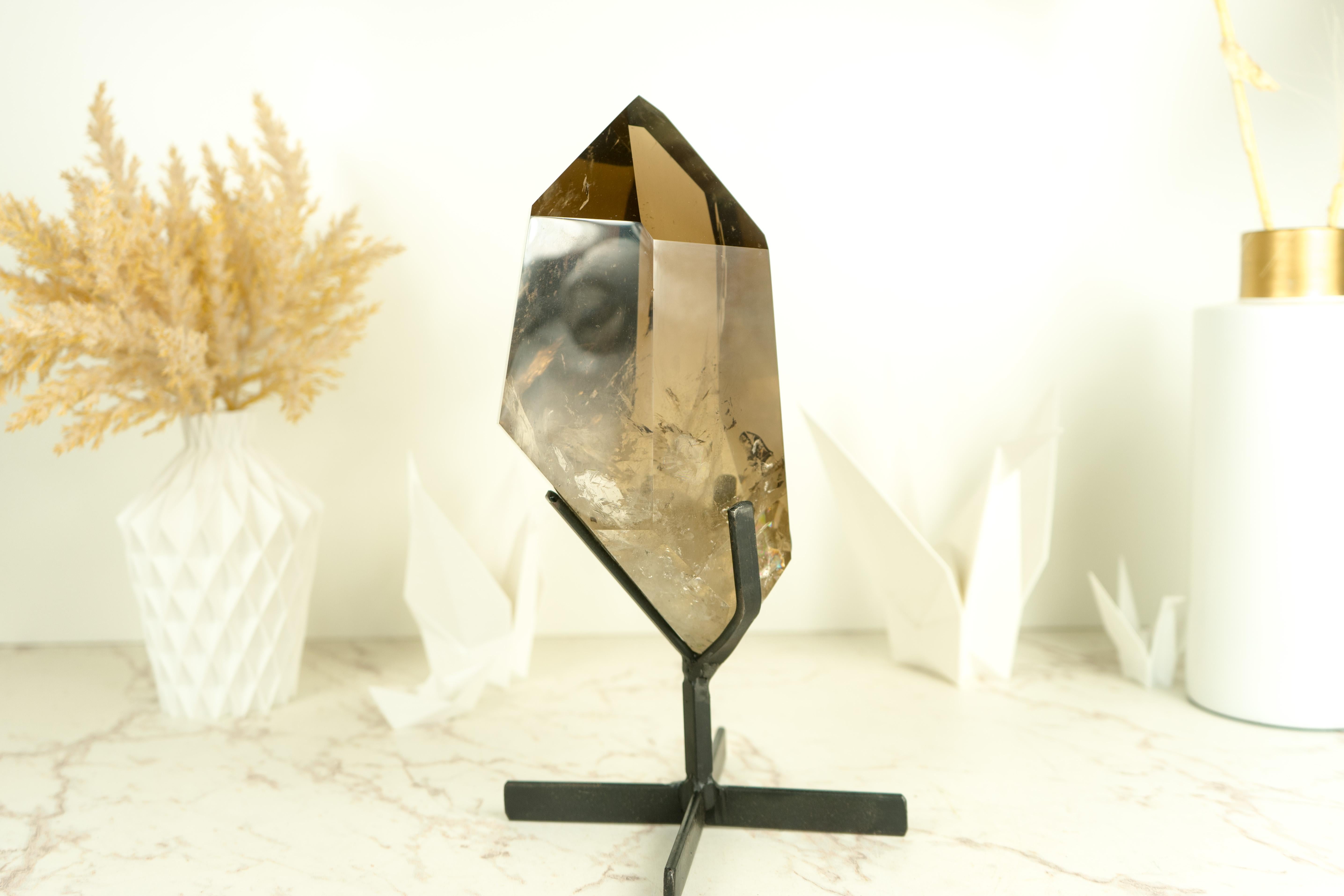 AAA Grade Large Smoky Quartz Obelisk Generator with Light Citrinated Smoky Color For Sale 2