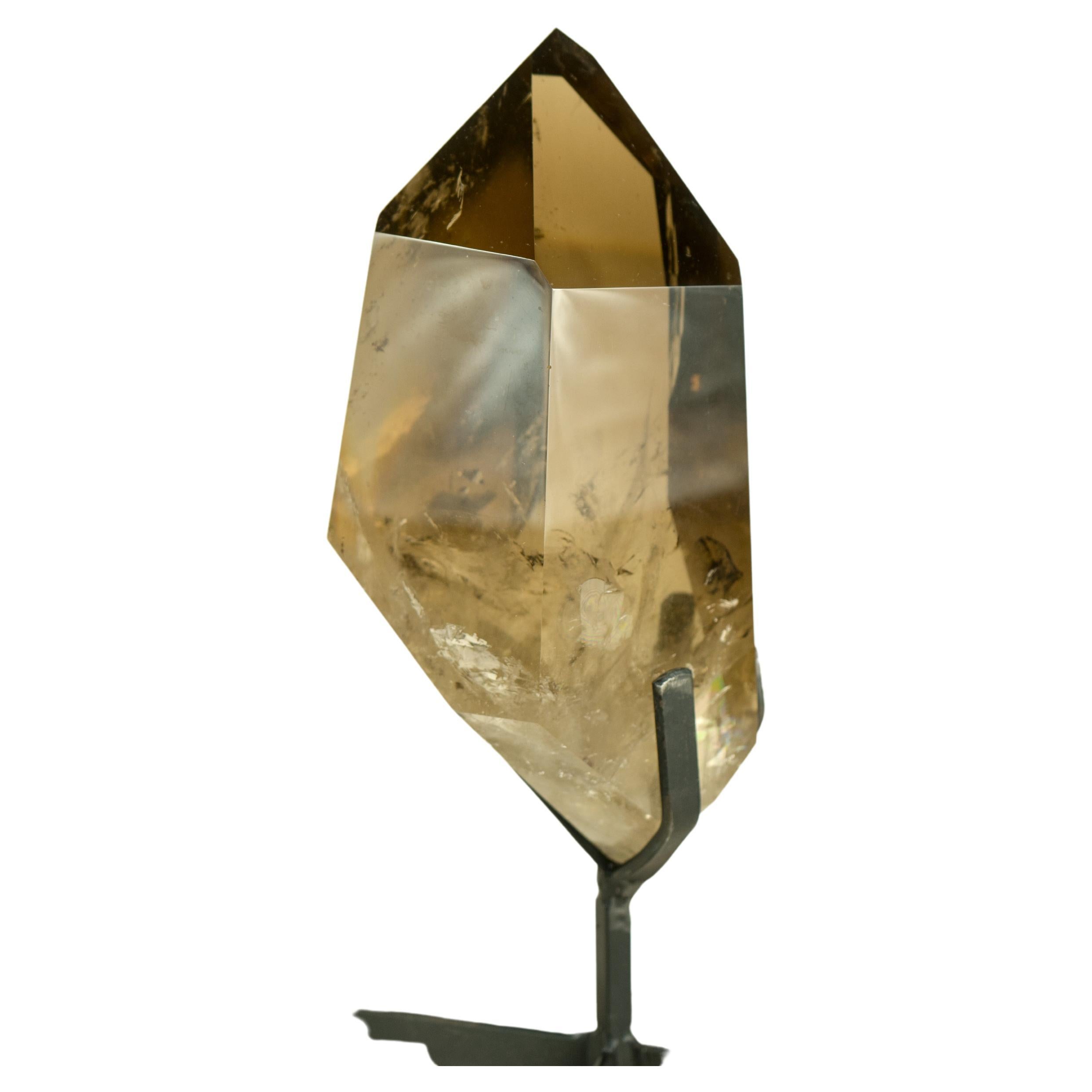 AAA Grade Large Smoky Quartz Obelisk Generator with Light Citrinated Smoky Color For Sale