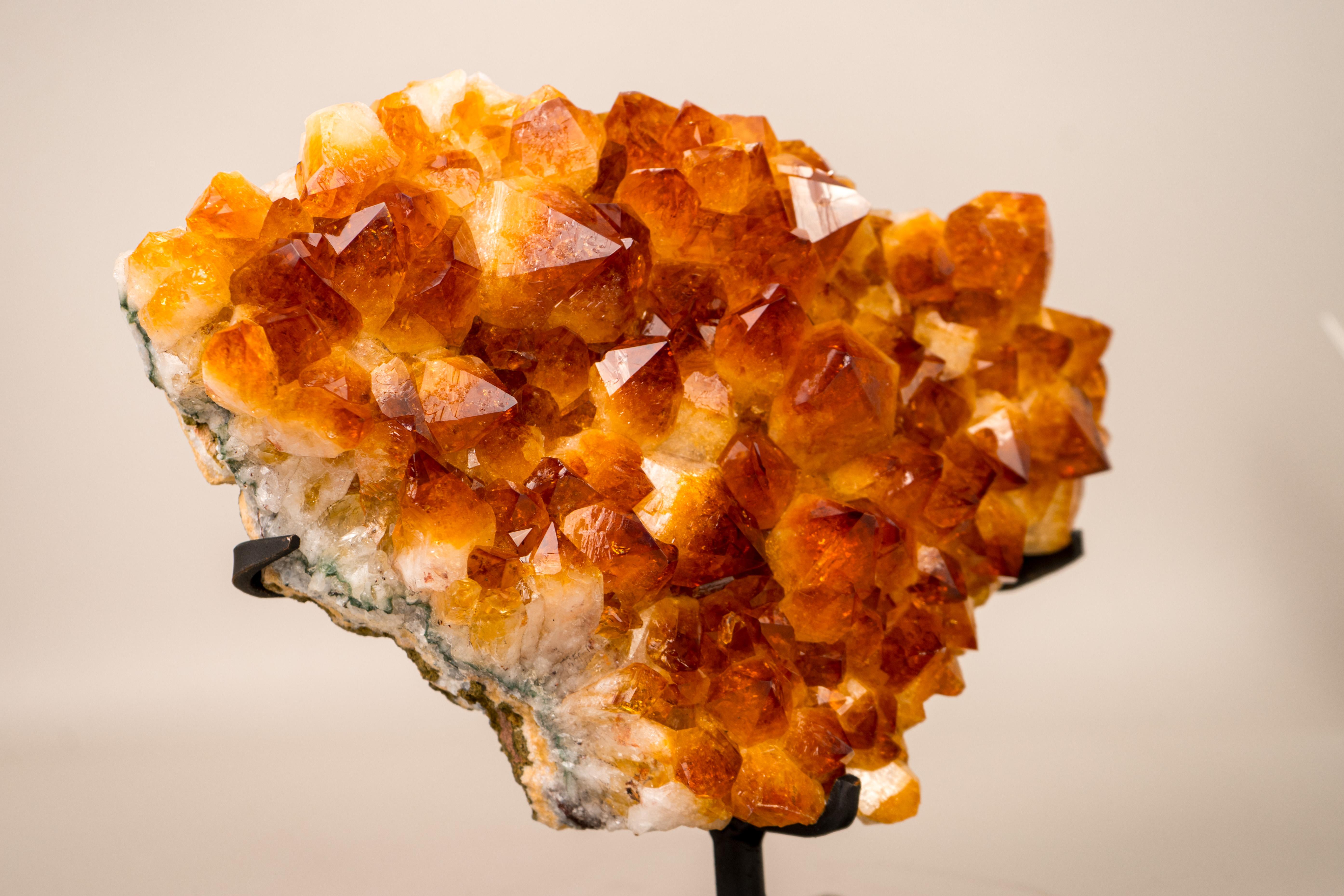 Exceptional Vivid Madeira Orange Citrine, Brilliant Sparkly Druzy

▫️ Description 

Intense Madeira citrine is the rarest among all citrine colors, characterized by its deep orange-red hue. In this specimen, the crystals grew in an aesthetically